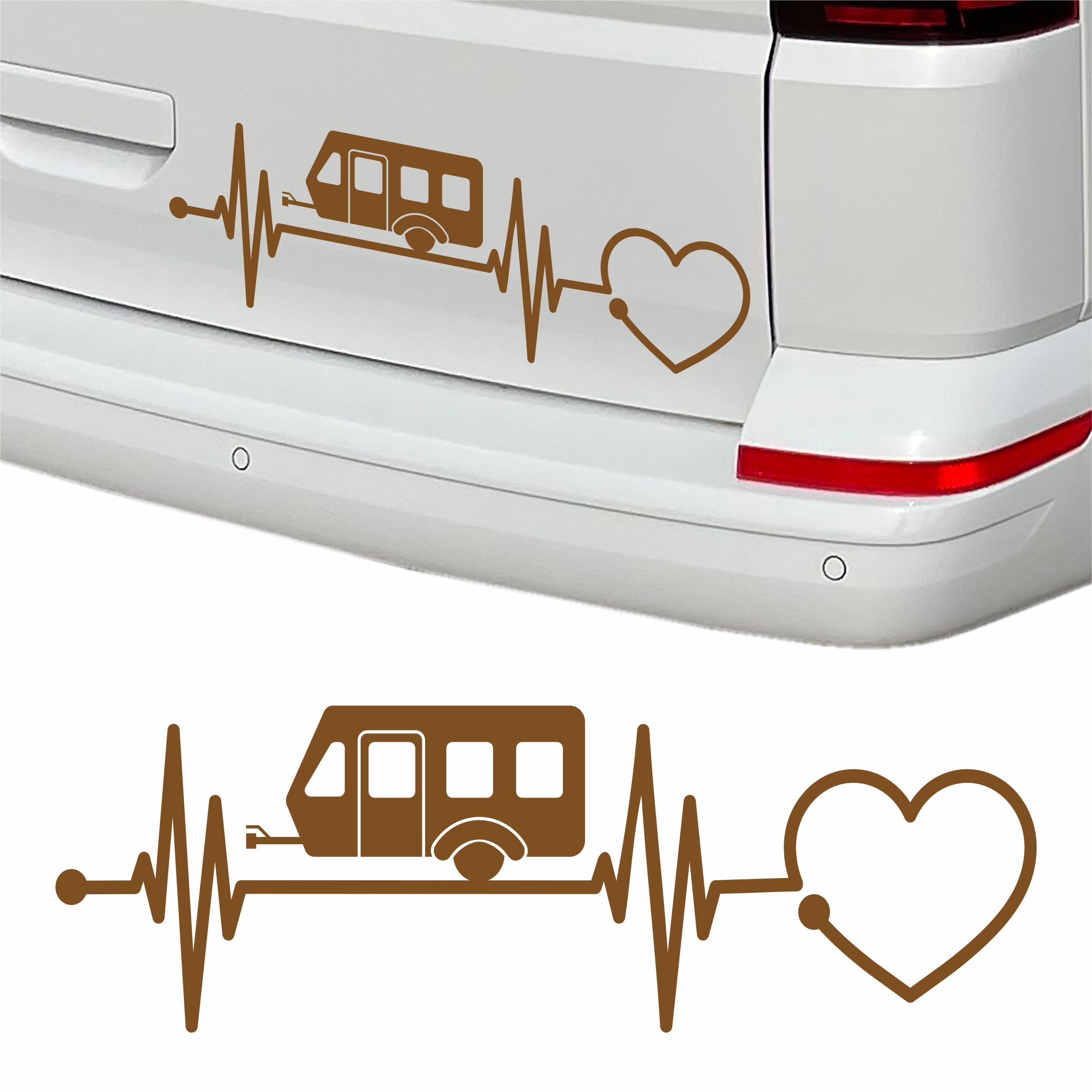 Aufkleber Wohnwagen Herzschlag 30cm - Herz Diagramm - Aufkleber für Camper, Wohnmobil, Wohnwagen Fahrzeuge - FOTOFOL