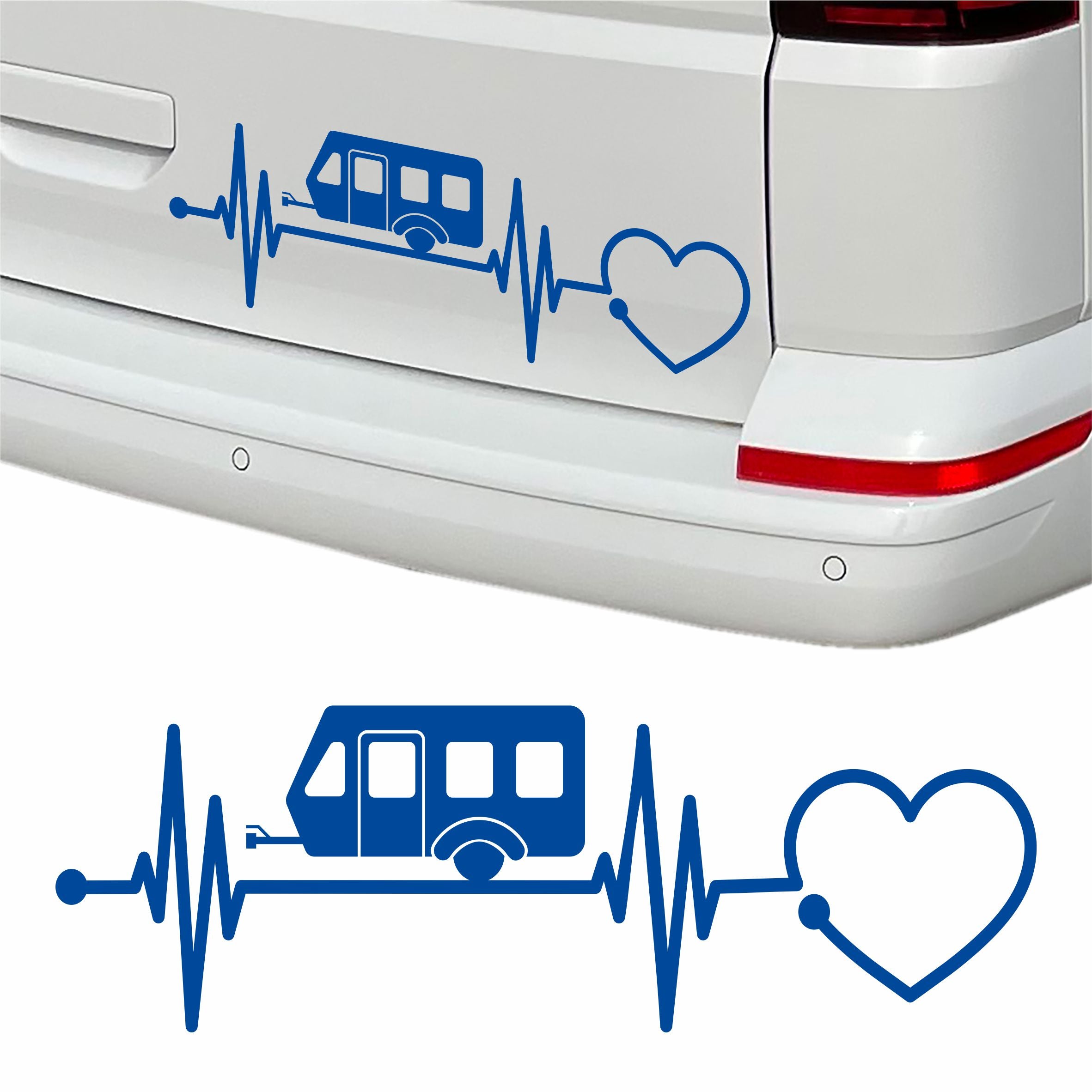Aufkleber Wohnwagen Herzschlag 30cm - Herz Diagramm - Aufkleber für Camper, Wohnmobil, Wohnwagen Fahrzeuge - FOTOFOL