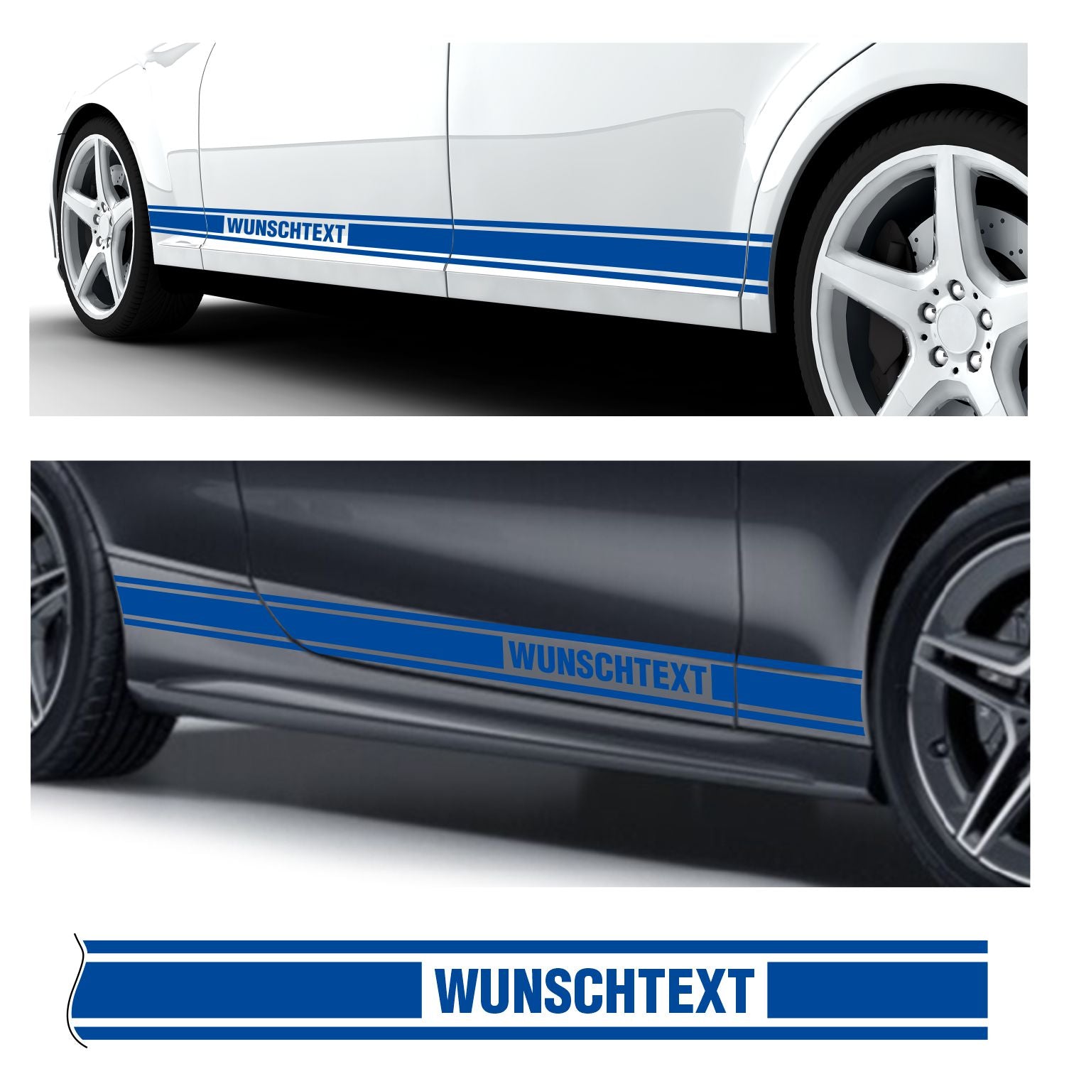 Seitenstreifen Dekorstreifen GT Style Mustang Shelby Autoaufkleber mit Wunschtext - FOTOFOL