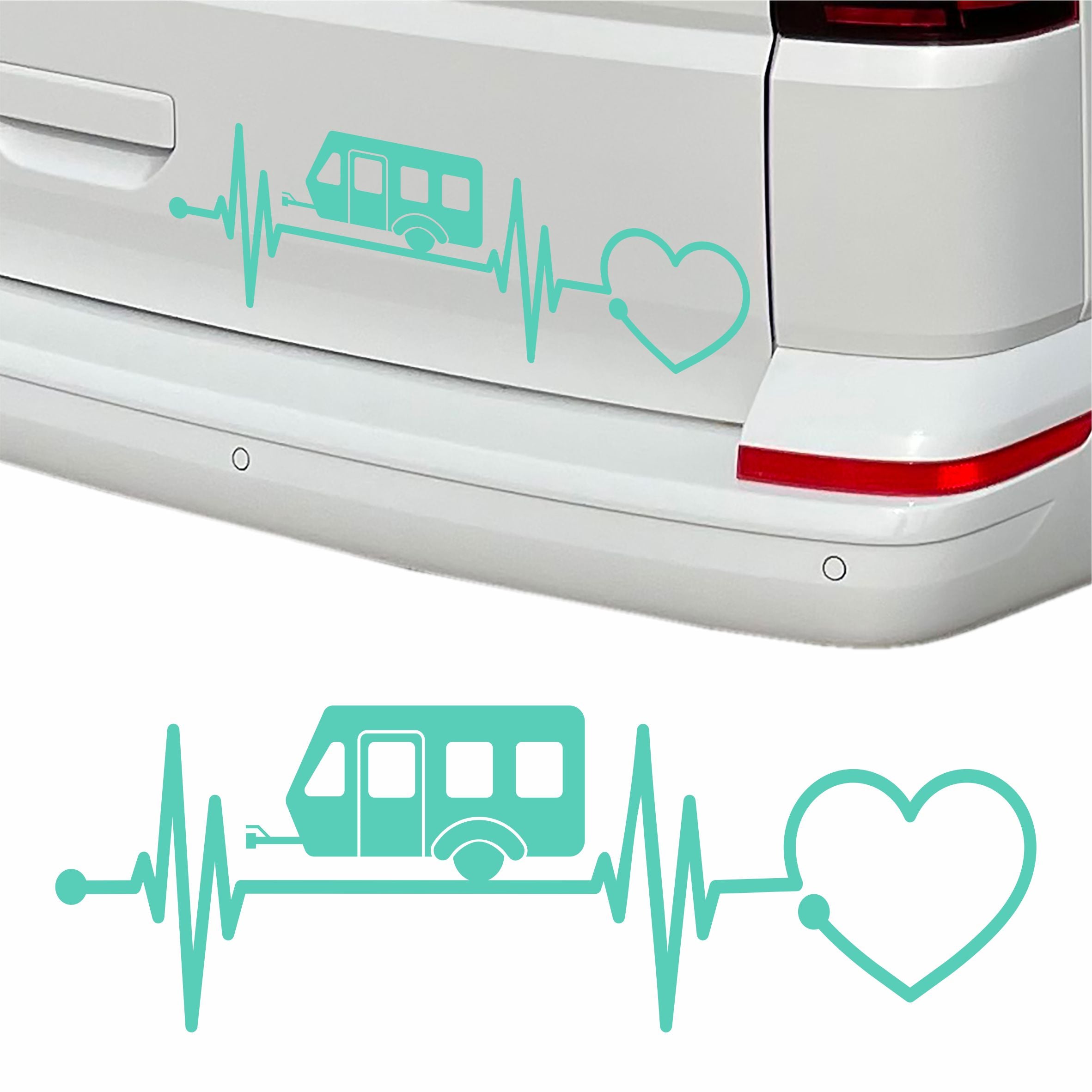 Aufkleber Wohnwagen Herzschlag 30cm - Herz Diagramm - Aufkleber für Camper, Wohnmobil, Wohnwagen Fahrzeuge - FOTOFOL