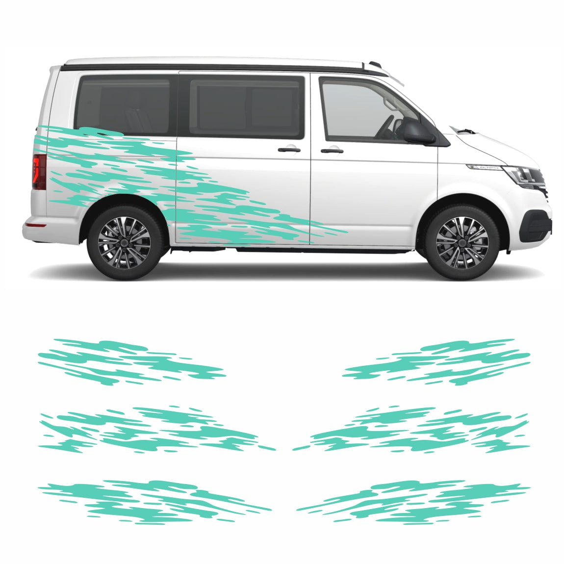 Seitenstreifen Aufkleber "Splash Style" passend für VW T6.1, T6, T5, Multivan, Bulli, Transporter - FOTOFOL