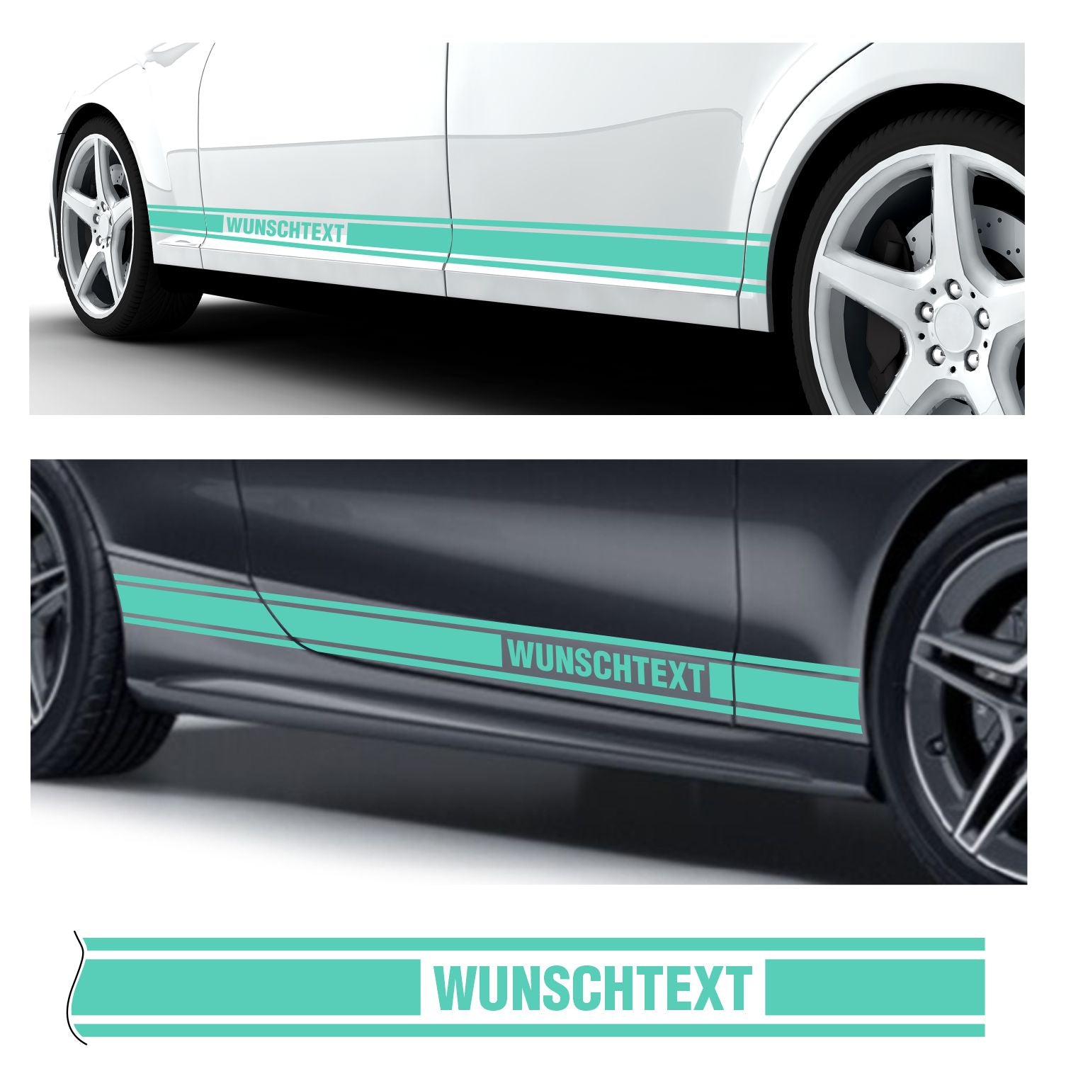 Seitenstreifen Dekorstreifen GT Style Mustang Shelby Autoaufkleber mit Wunschtext - FOTOFOL