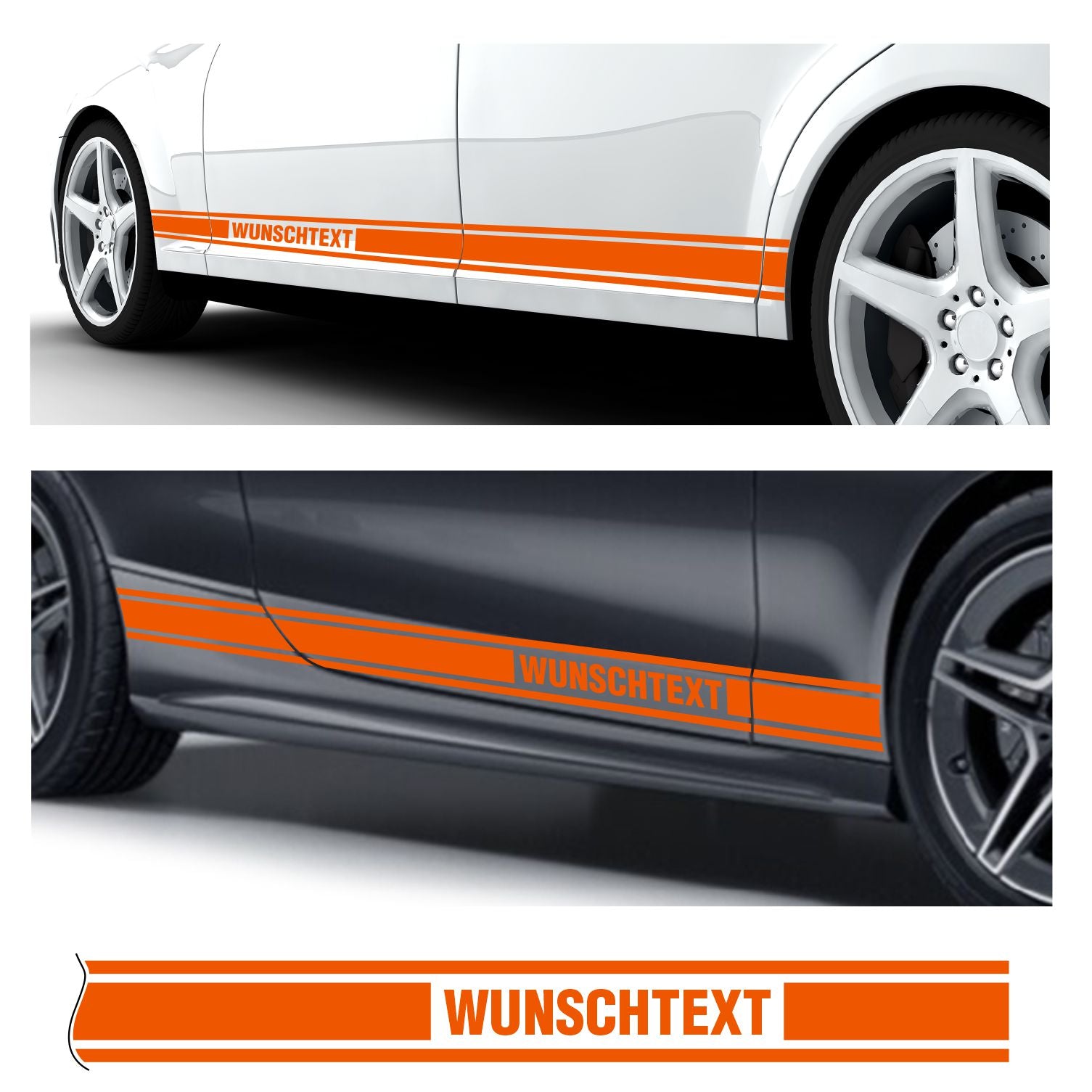 Seitenstreifen Dekorstreifen GT Style Mustang Shelby Autoaufkleber mit Wunschtext - FOTOFOL