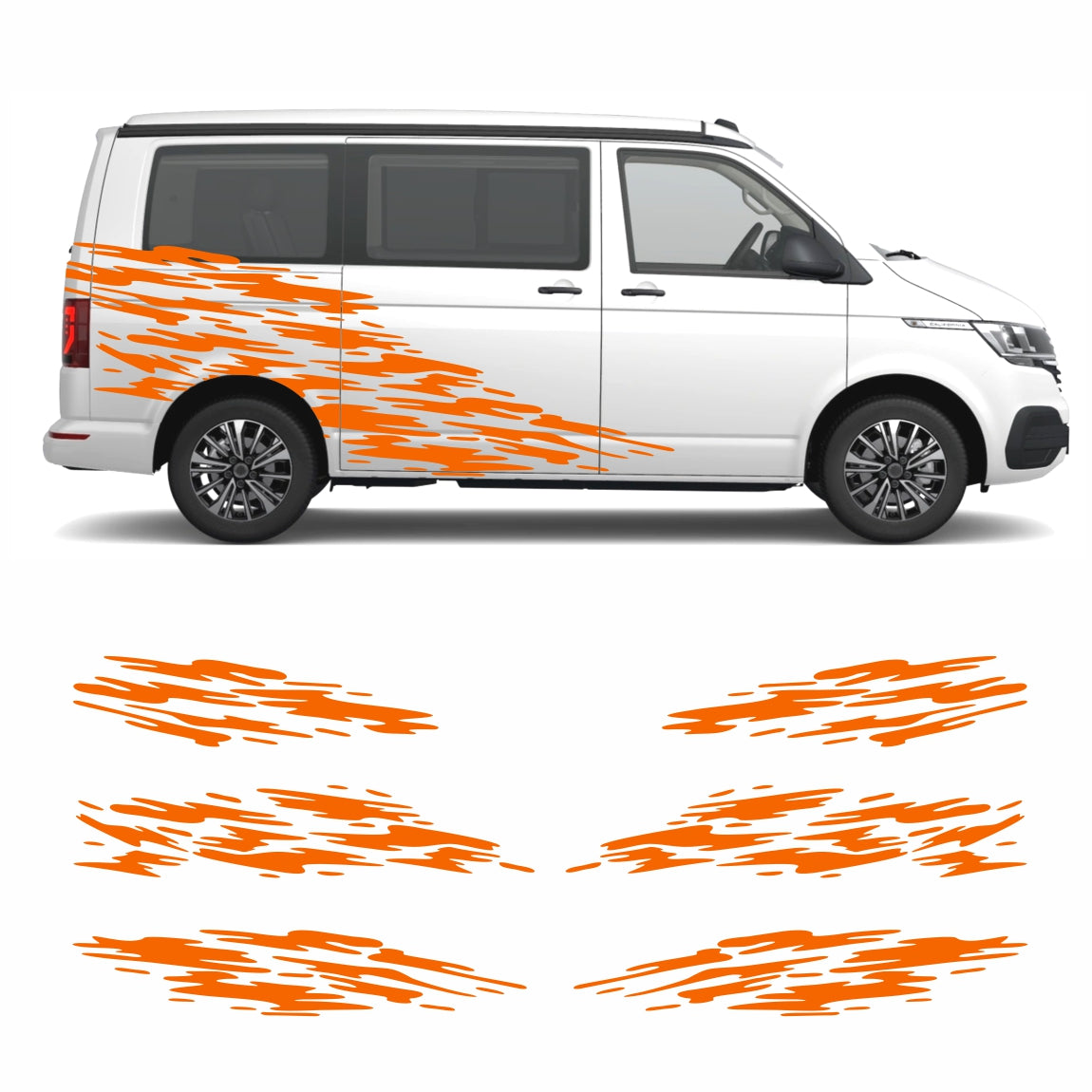 Seitenstreifen Aufkleber "Splash Style" passend für VW T6.1, T6, T5, Multivan, Bulli, Transporter - FOTOFOL