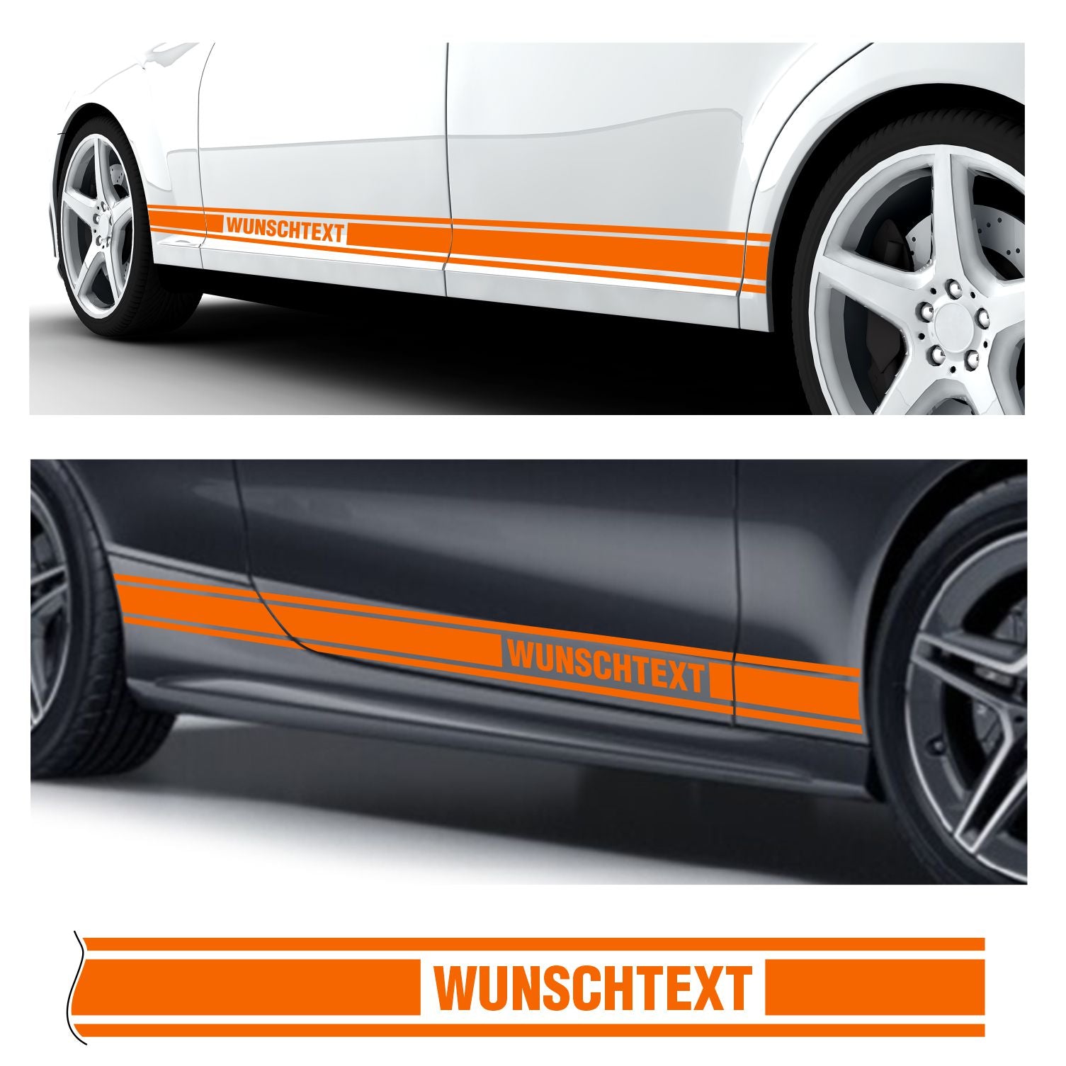 Seitenstreifen Dekorstreifen GT Style Mustang Shelby Autoaufkleber mit Wunschtext - FOTOFOL