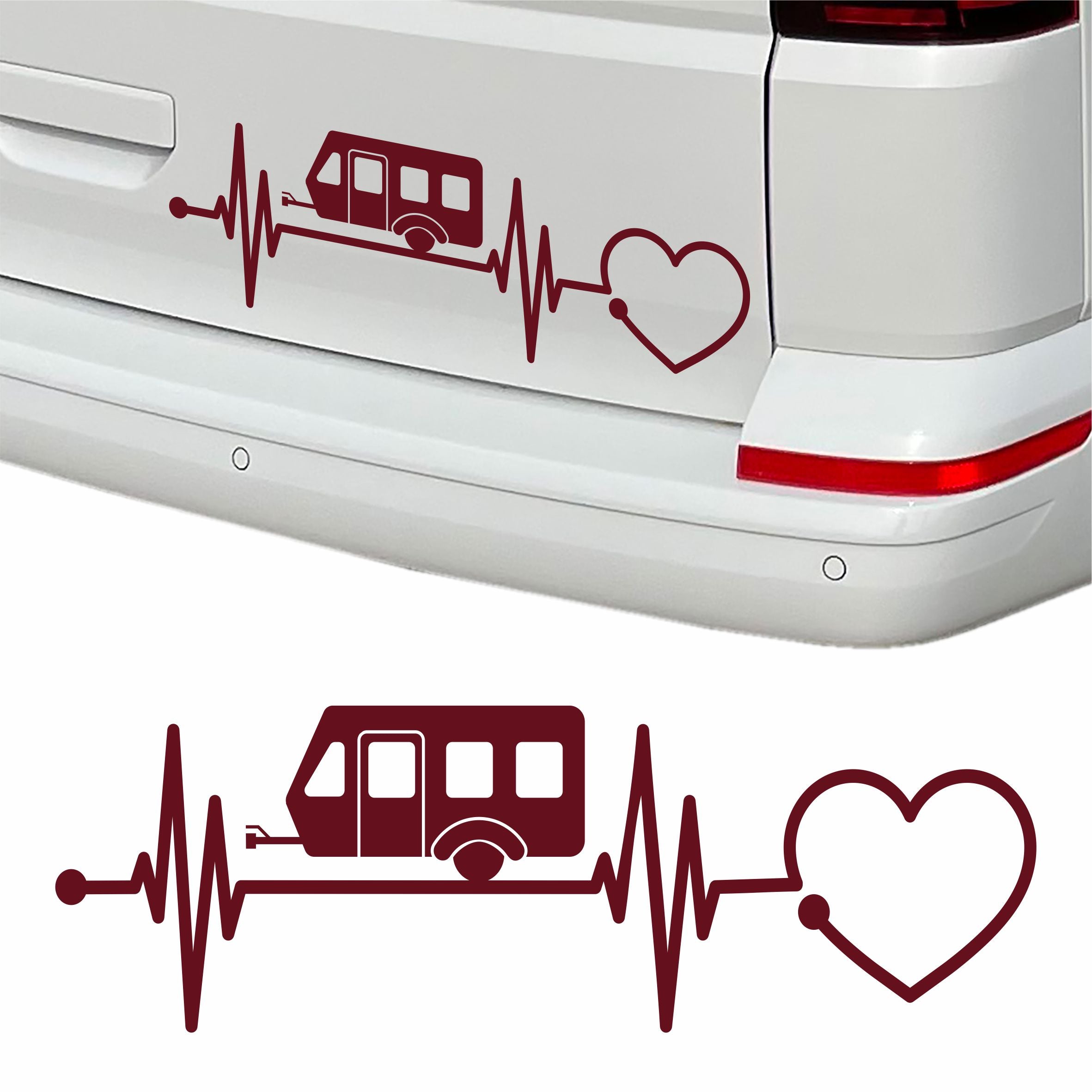 Aufkleber Wohnwagen Herzschlag 30cm - Herz Diagramm - Aufkleber für Camper, Wohnmobil, Wohnwagen Fahrzeuge - FOTOFOL