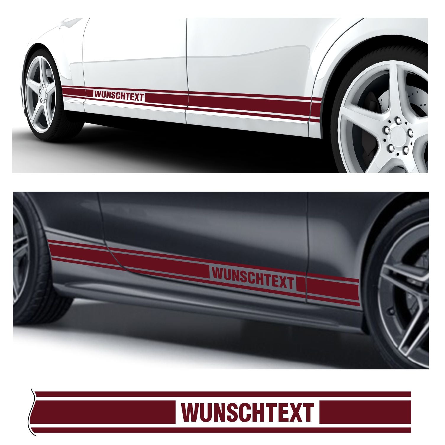 Seitenstreifen Dekorstreifen GT Style Mustang Shelby Autoaufkleber mit Wunschtext - FOTOFOL