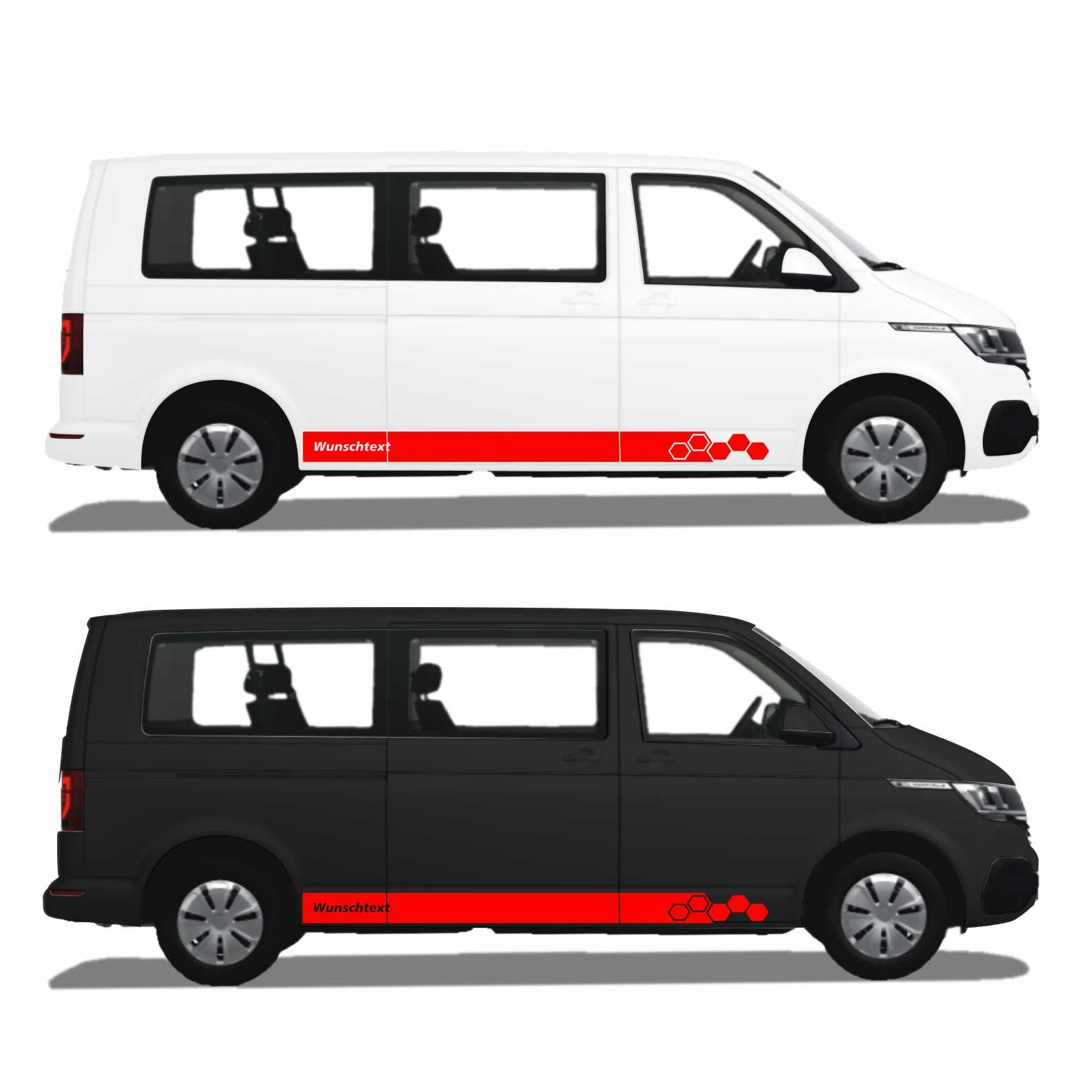 Seitenstreifen WABEN Aufkleber passend für VW T6.1, T6, T5, Multivan, Bulli, Transporter - WUNSCHTEXT - FOTOFOL