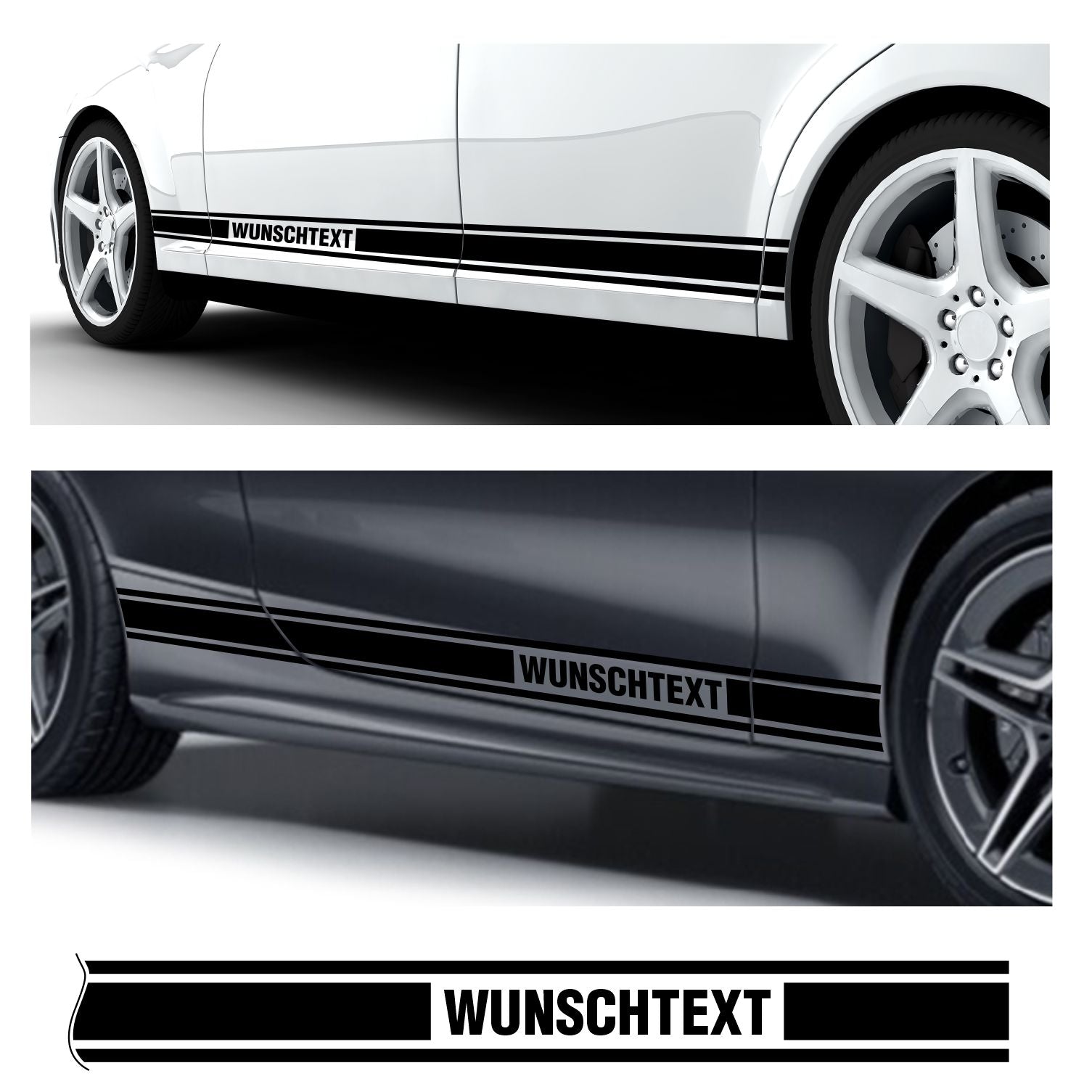 Seitenstreifen Dekorstreifen GT Style Mustang Shelby Autoaufkleber mit Wunschtext - FOTOFOL