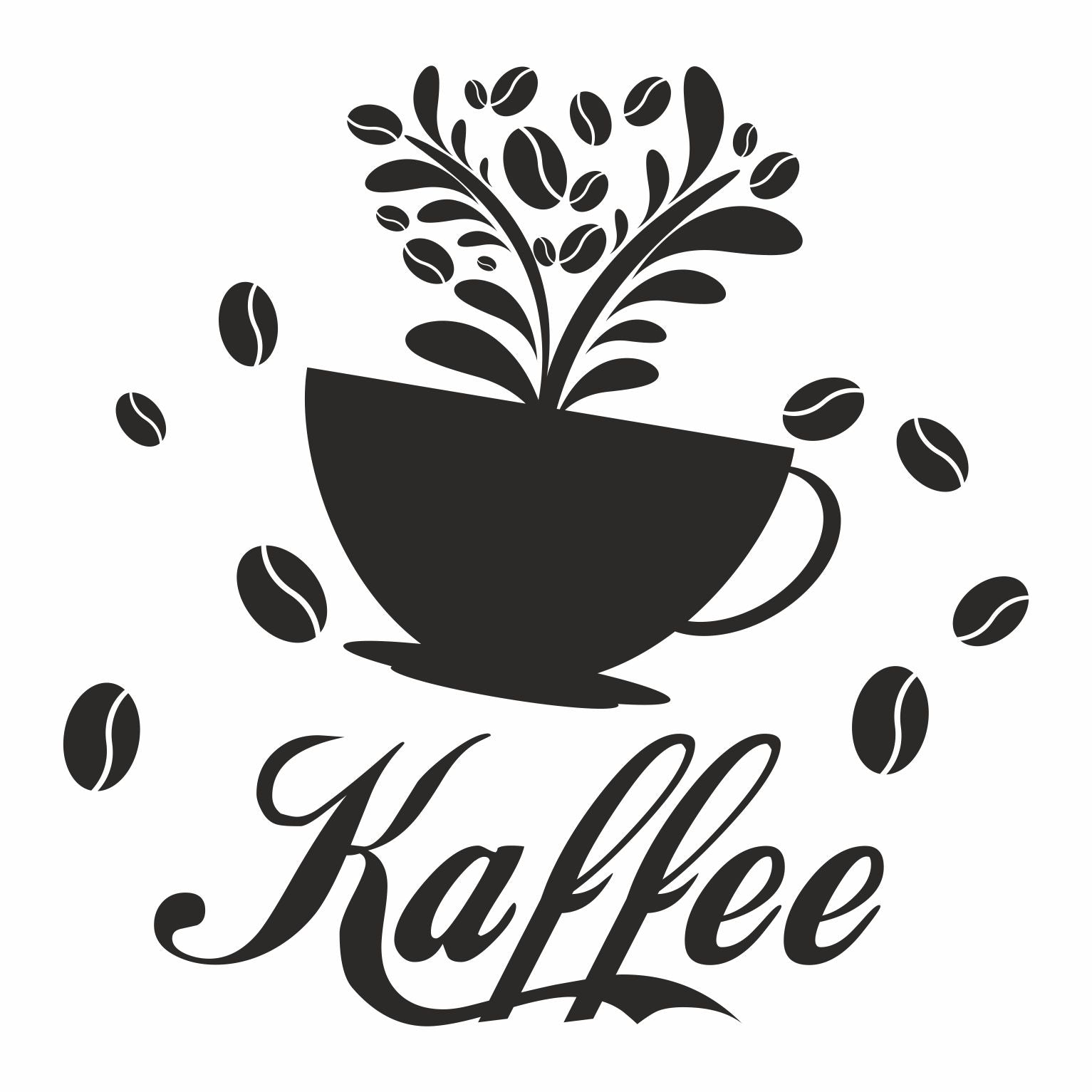 Wandtattoo Küche Deko Kaffee Kaffeetasse Kaffeebohnen - FOTOFOL