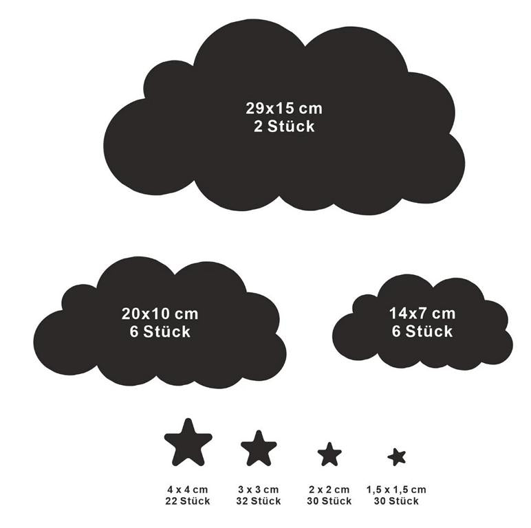 Wandaufkleber Wolken Sterne Babyzimmer - FOTOFOL
