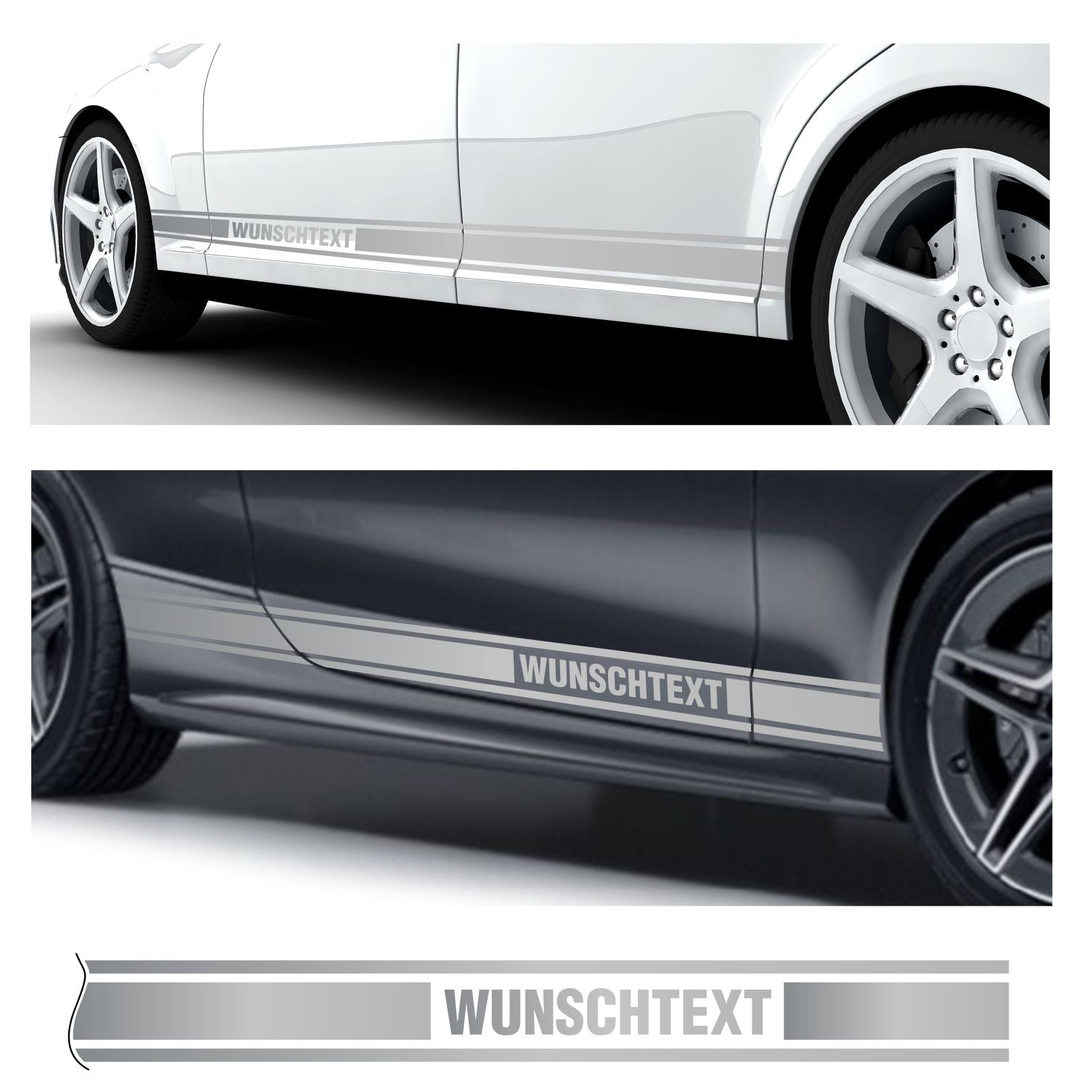 Seitenstreifen Dekorstreifen GT Style Mustang Shelby Autoaufkleber mit Wunschtext - FOTOFOL