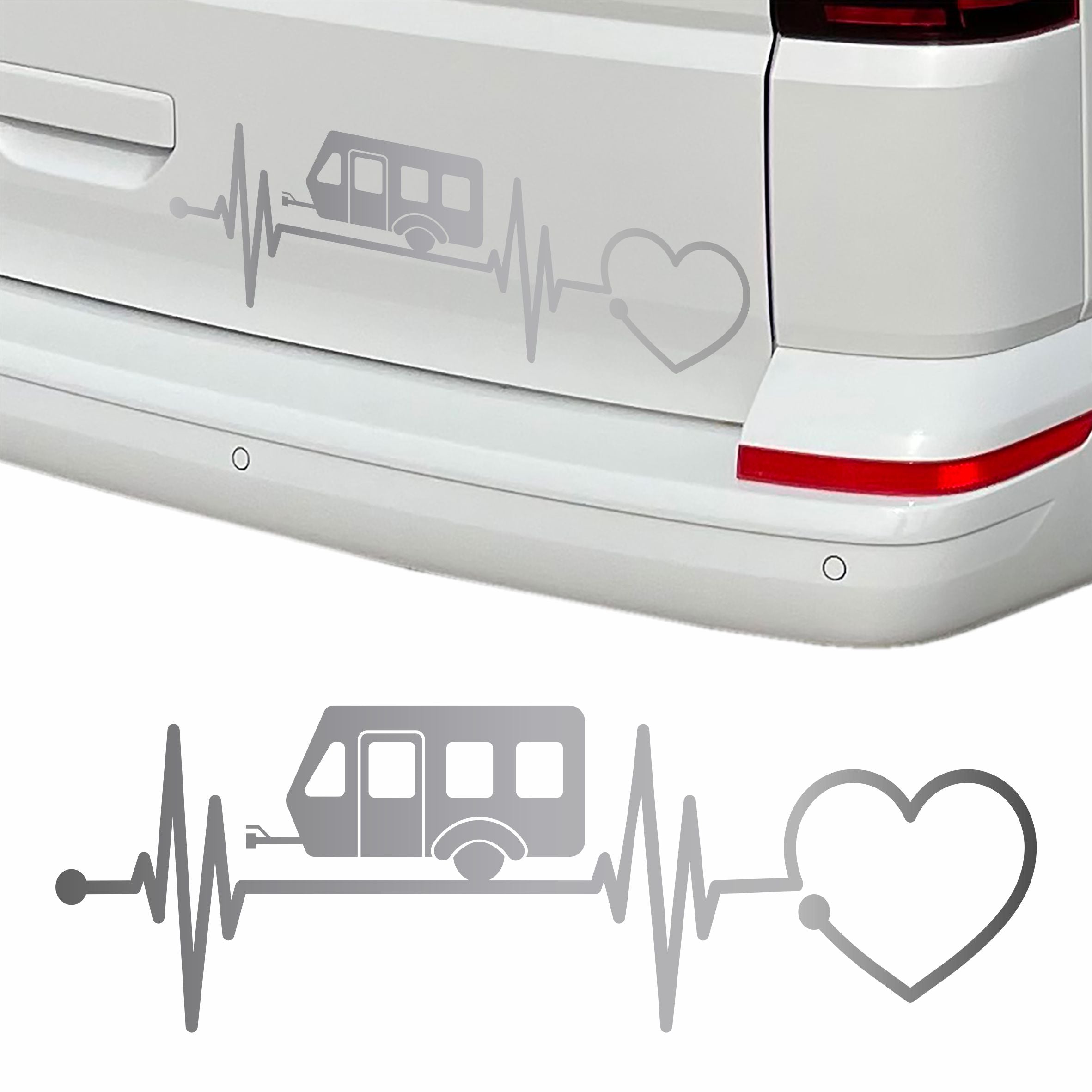 Aufkleber Wohnwagen Herzschlag 30cm - Herz Diagramm - Aufkleber für Camper, Wohnmobil, Wohnwagen Fahrzeuge - FOTOFOL