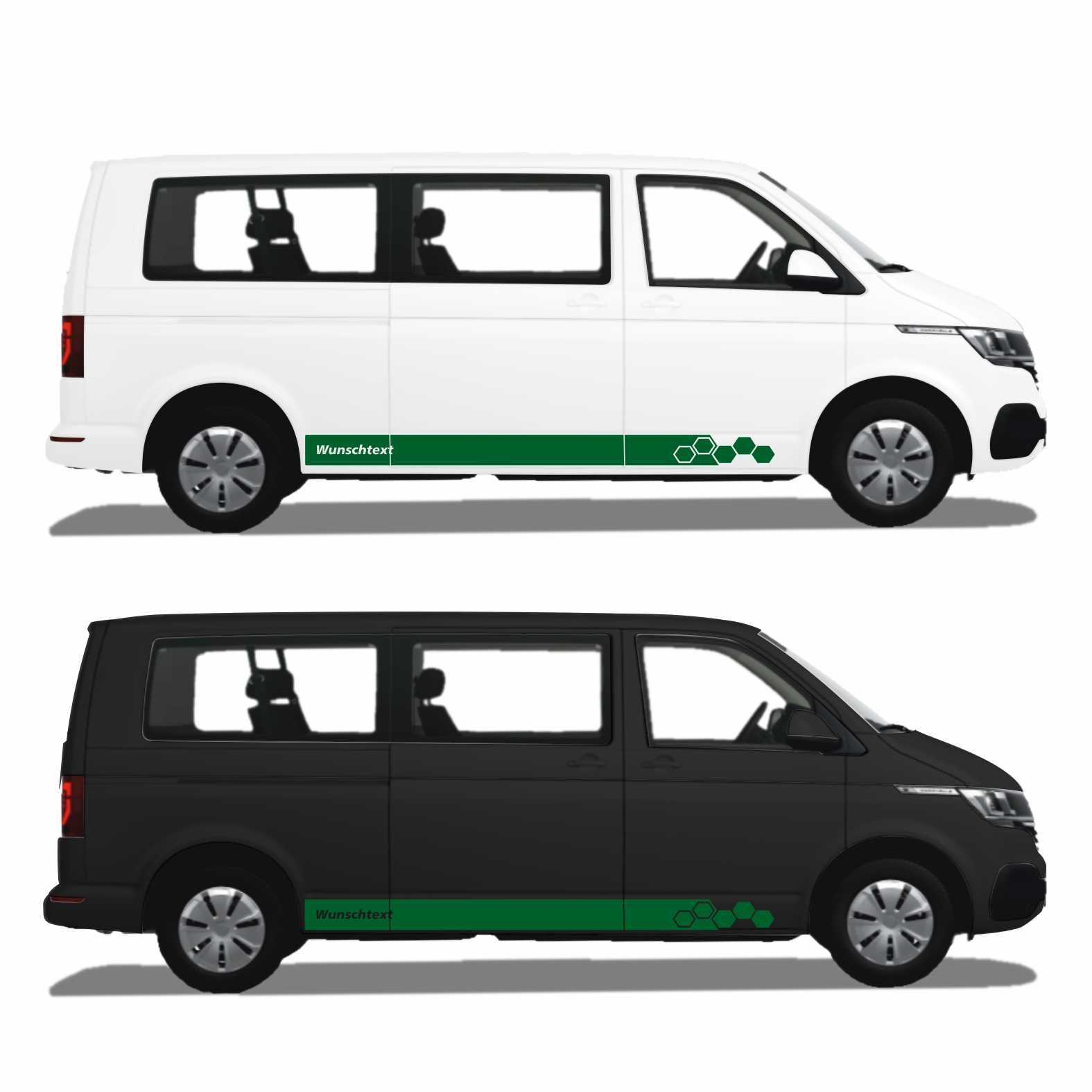 Seitenstreifen WABEN Aufkleber passend für VW T6.1, T6, T5, Multivan, Bulli, Transporter - WUNSCHTEXT - FOTOFOL