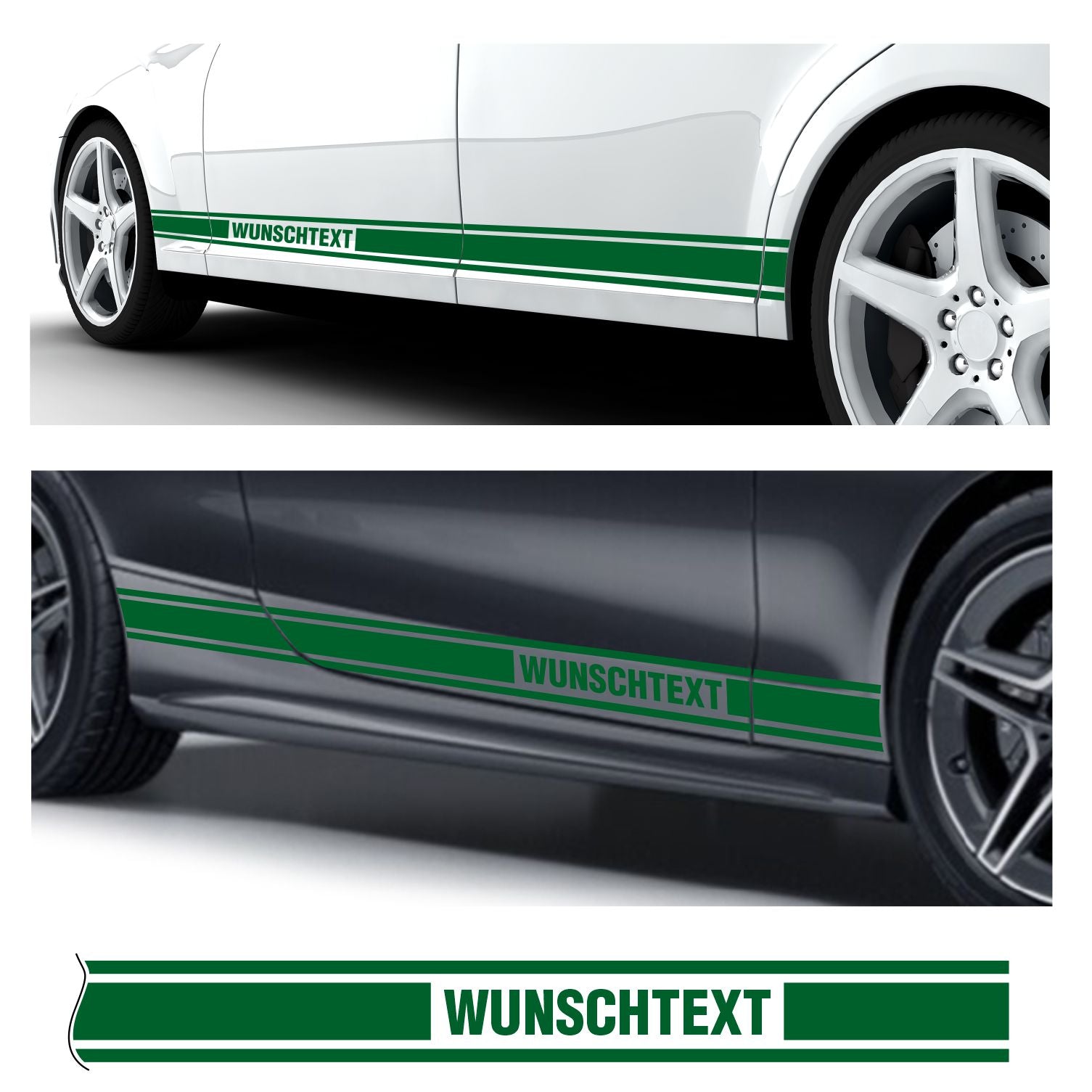 Seitenstreifen Dekorstreifen GT Style Mustang Shelby Autoaufkleber mit Wunschtext - FOTOFOL