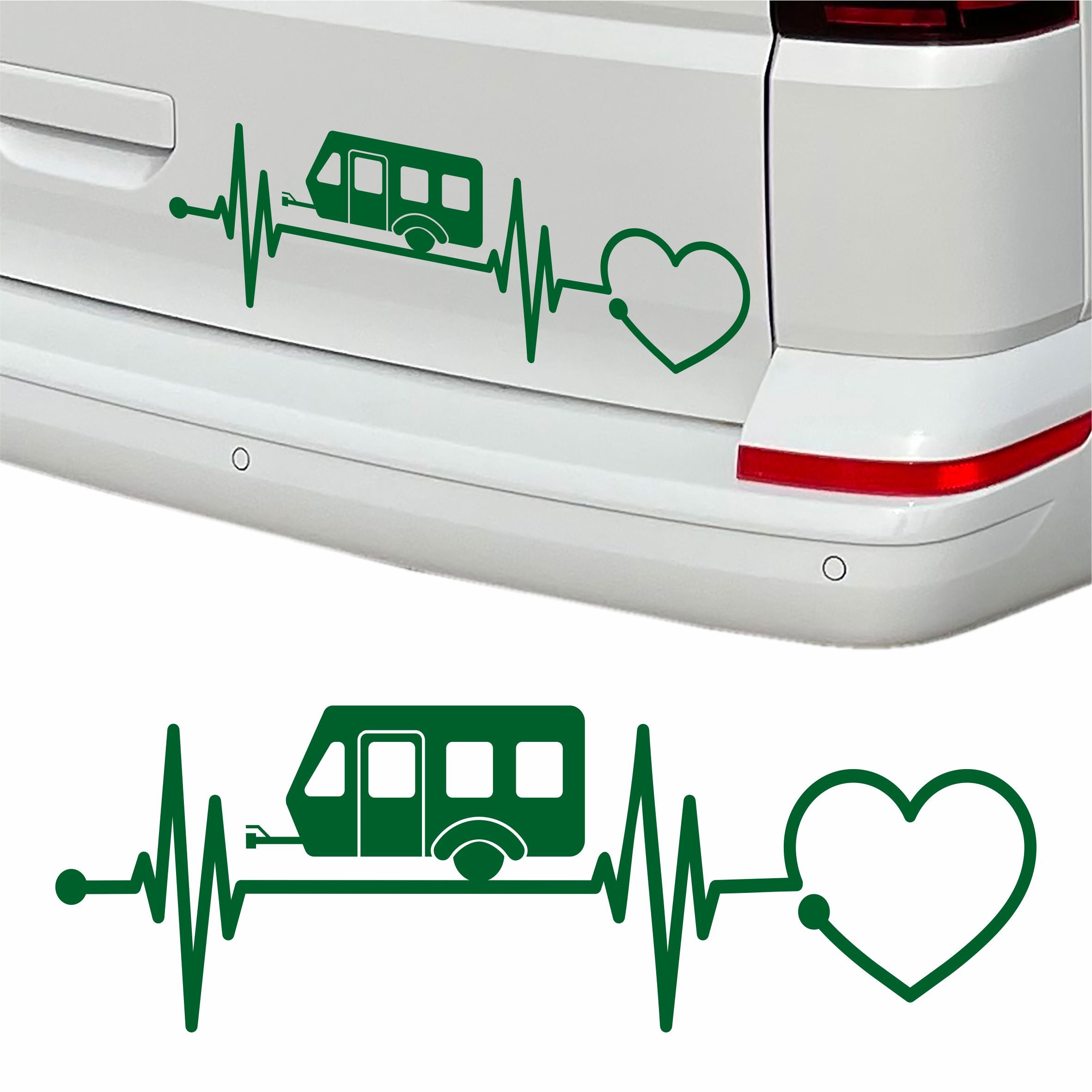 Aufkleber Wohnwagen Herzschlag 30cm - Herz Diagramm - Aufkleber für Camper, Wohnmobil, Wohnwagen Fahrzeuge - FOTOFOL