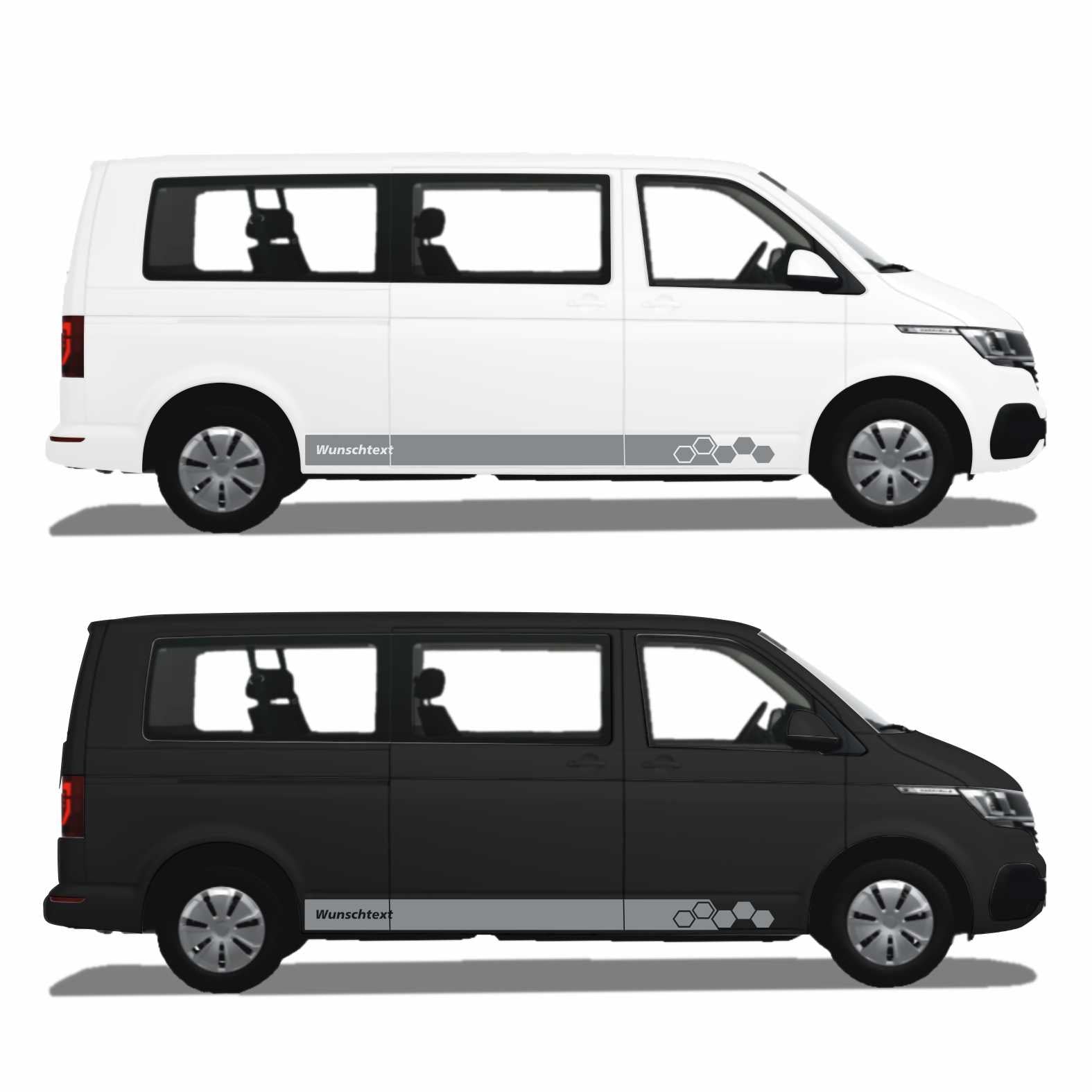 Seitenstreifen WABEN Aufkleber passend für VW T6.1, T6, T5, Multivan, Bulli, Transporter - WUNSCHTEXT - FOTOFOL