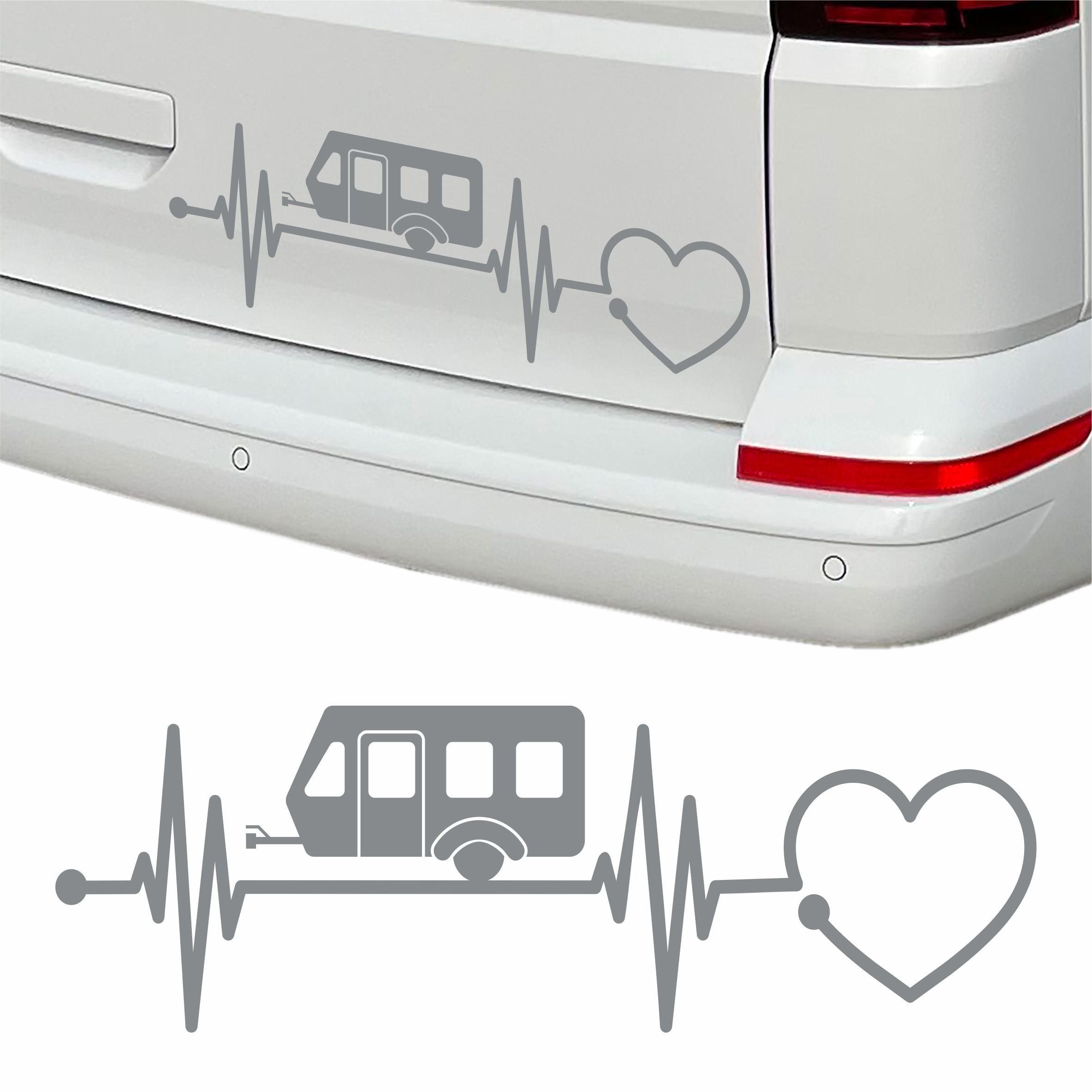 Aufkleber Wohnwagen Herzschlag 30cm - Herz Diagramm - Aufkleber für Camper, Wohnmobil, Wohnwagen Fahrzeuge - FOTOFOL