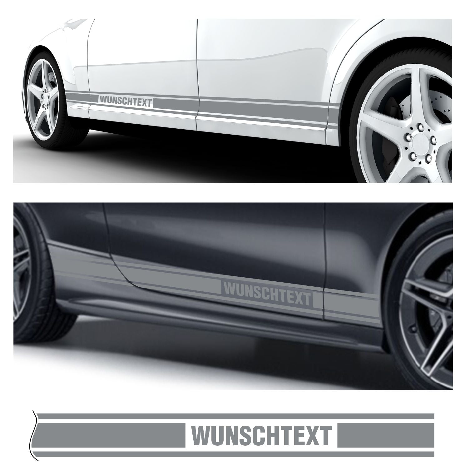 Seitenstreifen Dekorstreifen GT Style Mustang Shelby Autoaufkleber mit Wunschtext - FOTOFOL