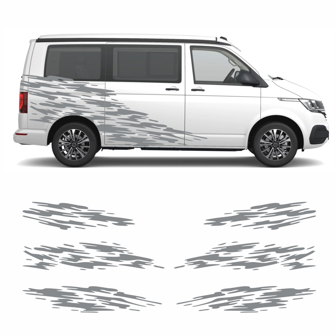 Seitenstreifen Aufkleber "Splash Style" passend für VW T6.1, T6, T5, Multivan, Bulli, Transporter - FOTOFOL