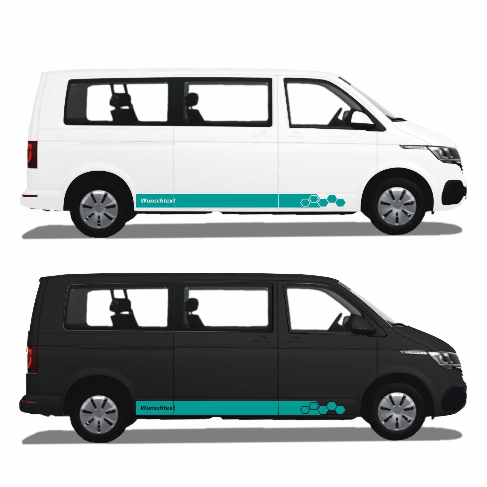 Seitenstreifen WABEN Aufkleber passend für VW T6.1, T6, T5, Multivan, Bulli, Transporter - WUNSCHTEXT - FOTOFOL