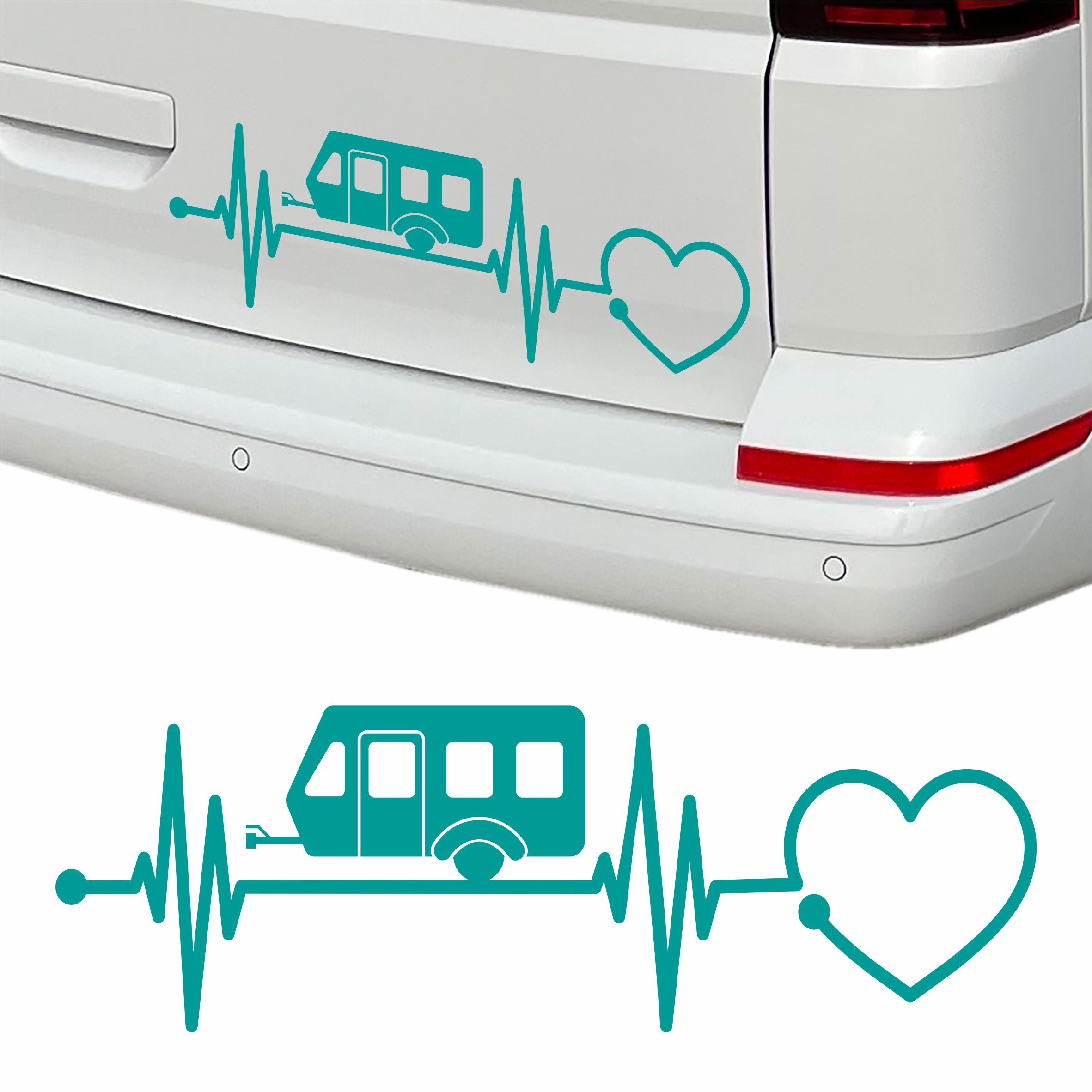 Aufkleber Wohnwagen Herzschlag 30cm - Herz Diagramm - Aufkleber für Camper, Wohnmobil, Wohnwagen Fahrzeuge - FOTOFOL