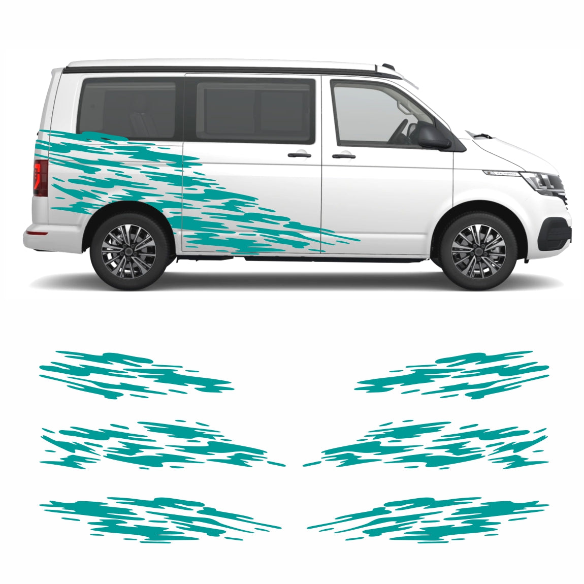 Seitenstreifen Aufkleber "Splash Style" passend für VW T6.1, T6, T5, Multivan, Bulli, Transporter - FOTOFOL