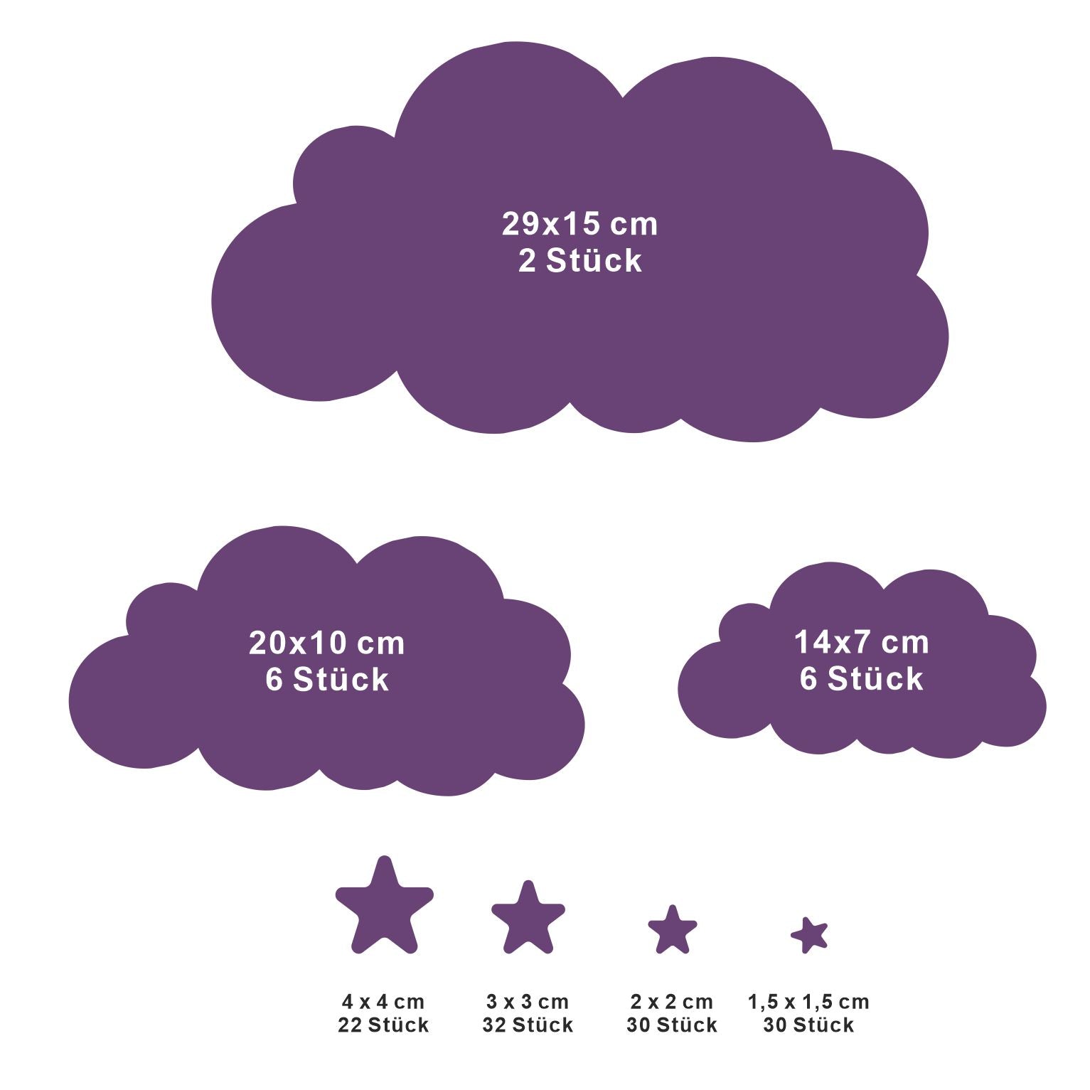 Wandaufkleber Wolken Sterne Babyzimmer - FOTOFOL