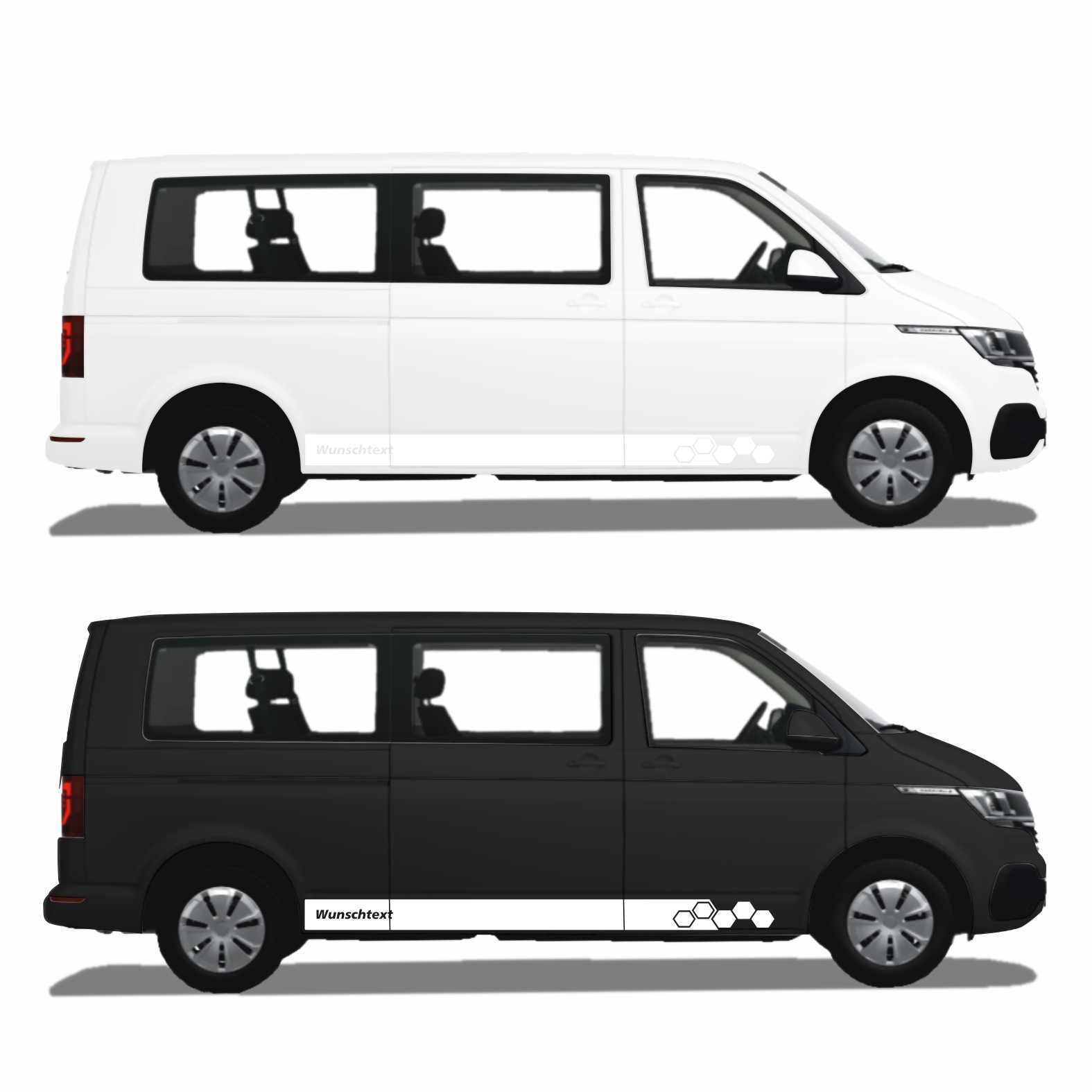 Seitenstreifen WABEN Aufkleber passend für VW T6.1, T6, T5, Multivan, Bulli, Transporter - WUNSCHTEXT - FOTOFOL