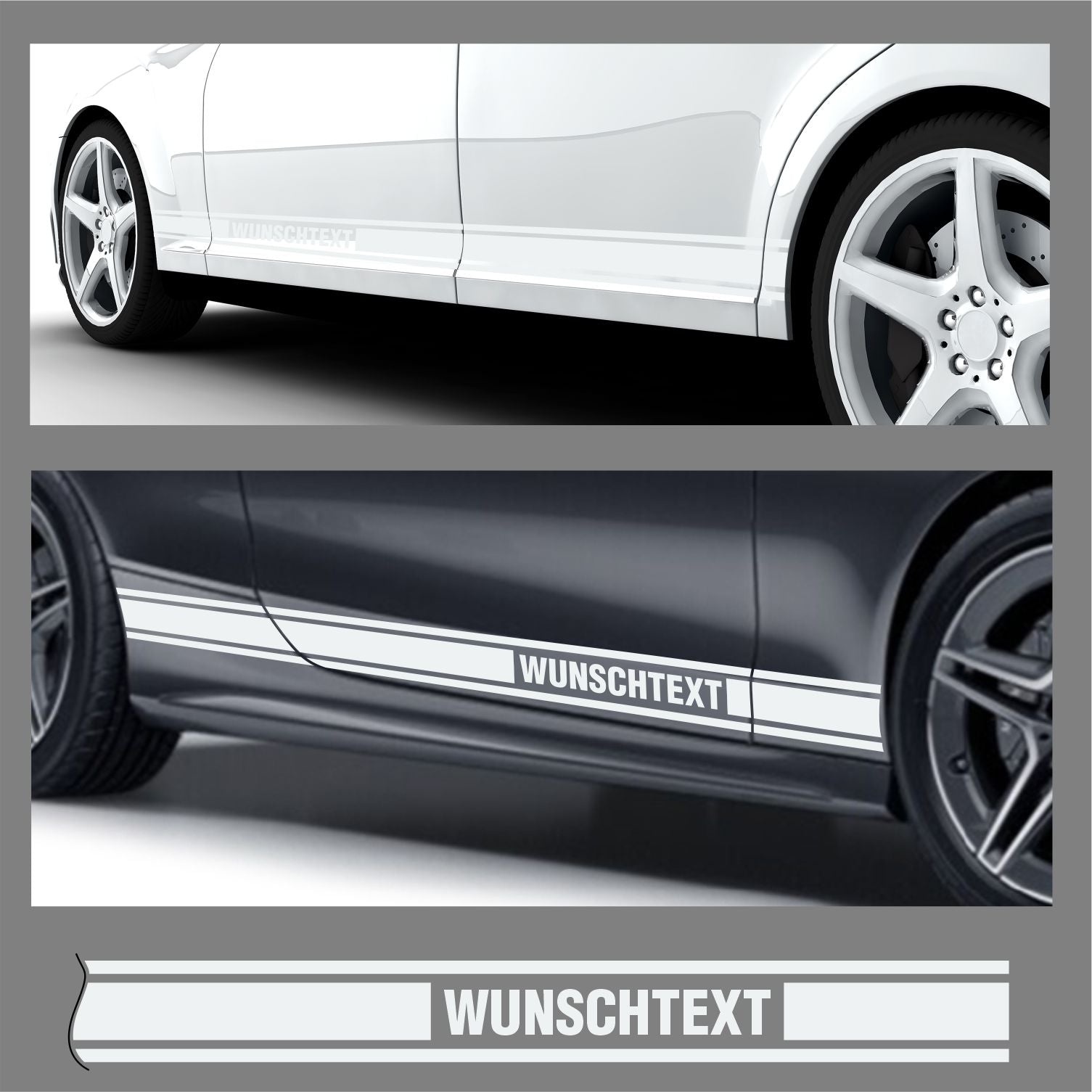 Seitenstreifen Dekorstreifen GT Style Mustang Shelby Autoaufkleber mit Wunschtext - FOTOFOL