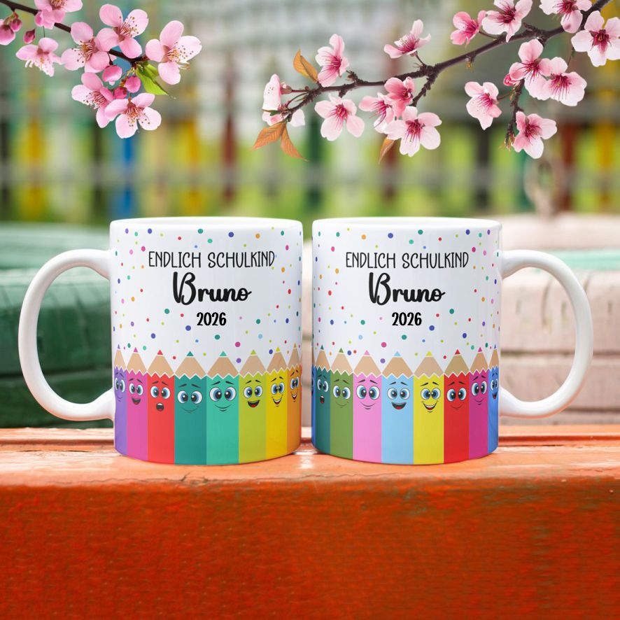 Tasse Einschulung  mit Name Personalisieren - Endlich Schulkind - FOTOFOL