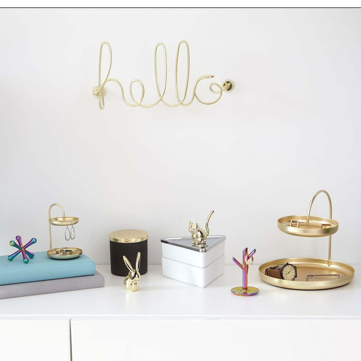 Umbra Steel Wired Hello Brass (32,38 cm x 7,62 cm x 14,60 cm)