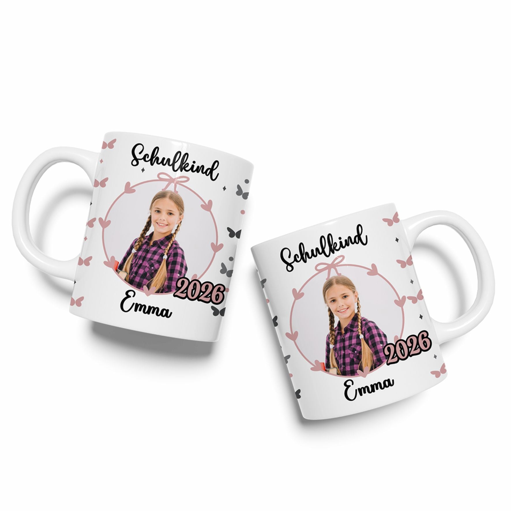 Tasse Einschulung mit Name und Bild Personalisieren Mädchen Schmetterling - Fotofol