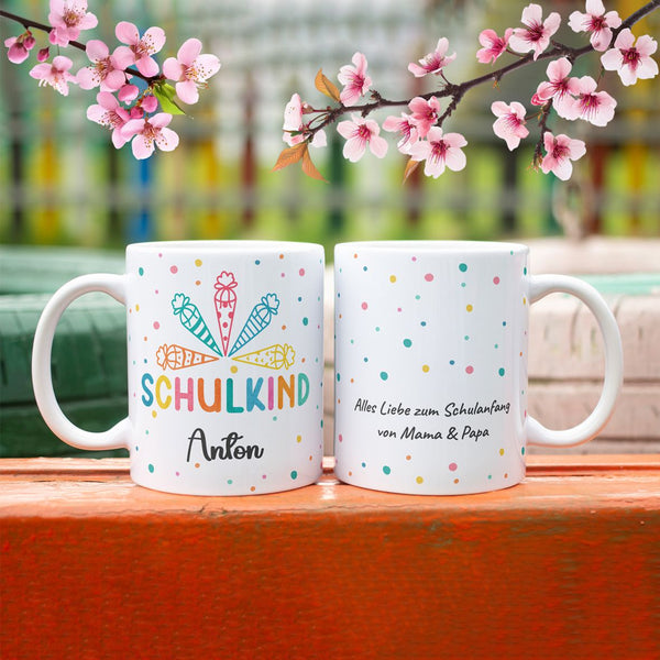 Tasse Einschulung mit Name und Wunschtext Personalisieren