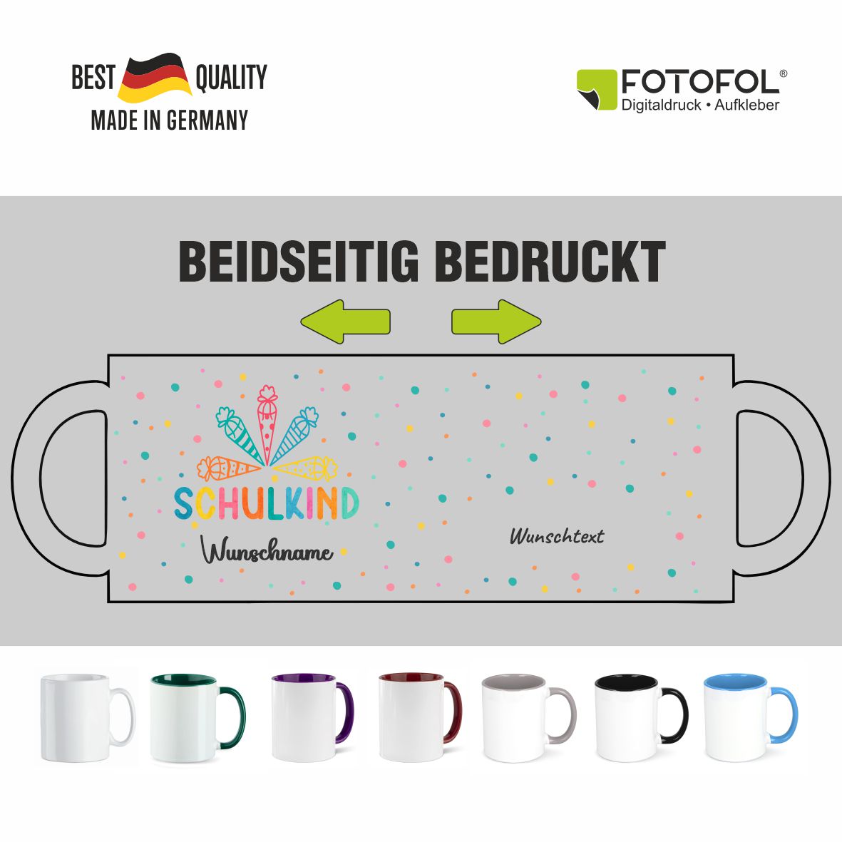 Tasse Einschulung 2025 mit Name und Wunschtext Personalisieren - FOTOFOL
