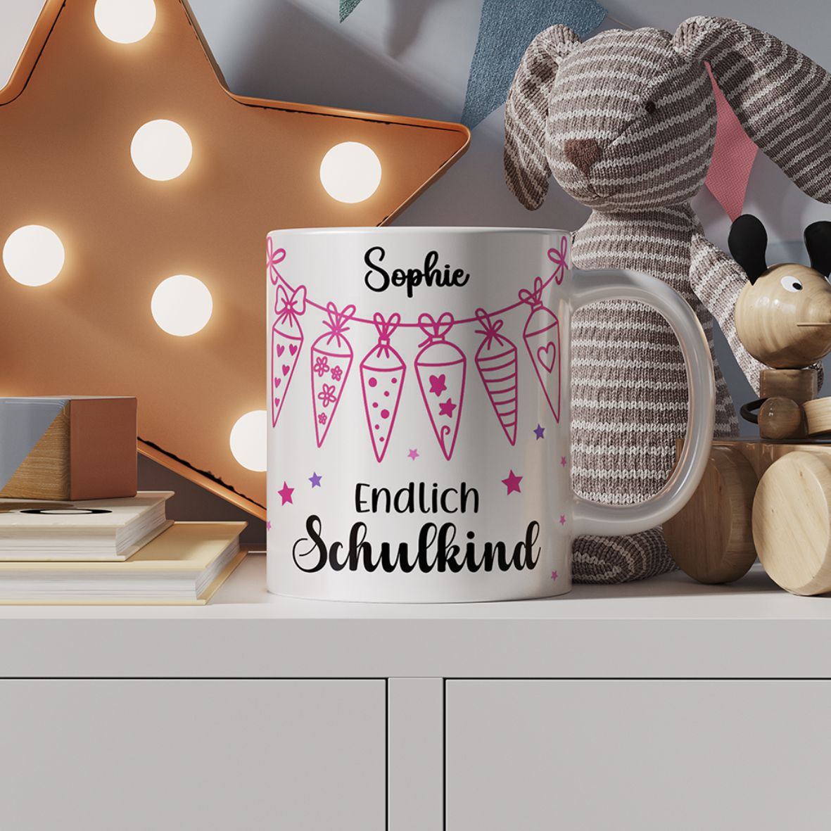 Tasse Einschulung 2025 mit Name Personalisieren - Endlich Schulkind  Schultüte - FOTOFOL