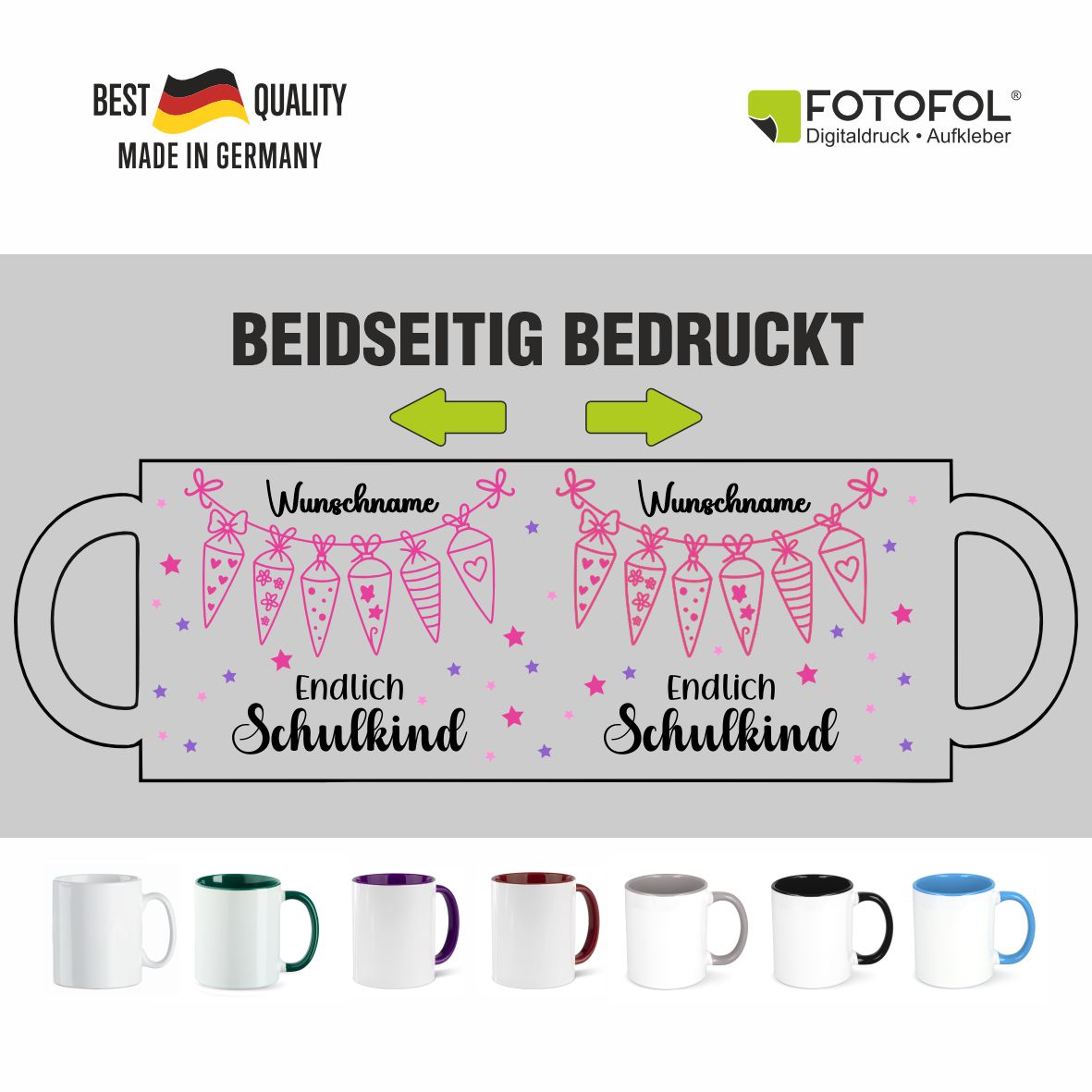 Tasse Einschulung 2025 mit Name Personalisieren - Endlich Schulkind  Schultüte - FOTOFOL