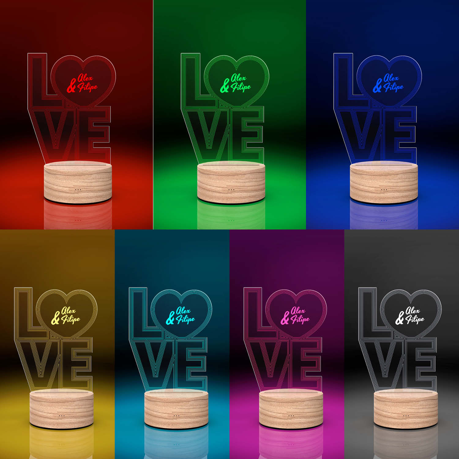 Personalisiertes LED Deko-Licht - Love mit Wunschnamen - FOTOFOL