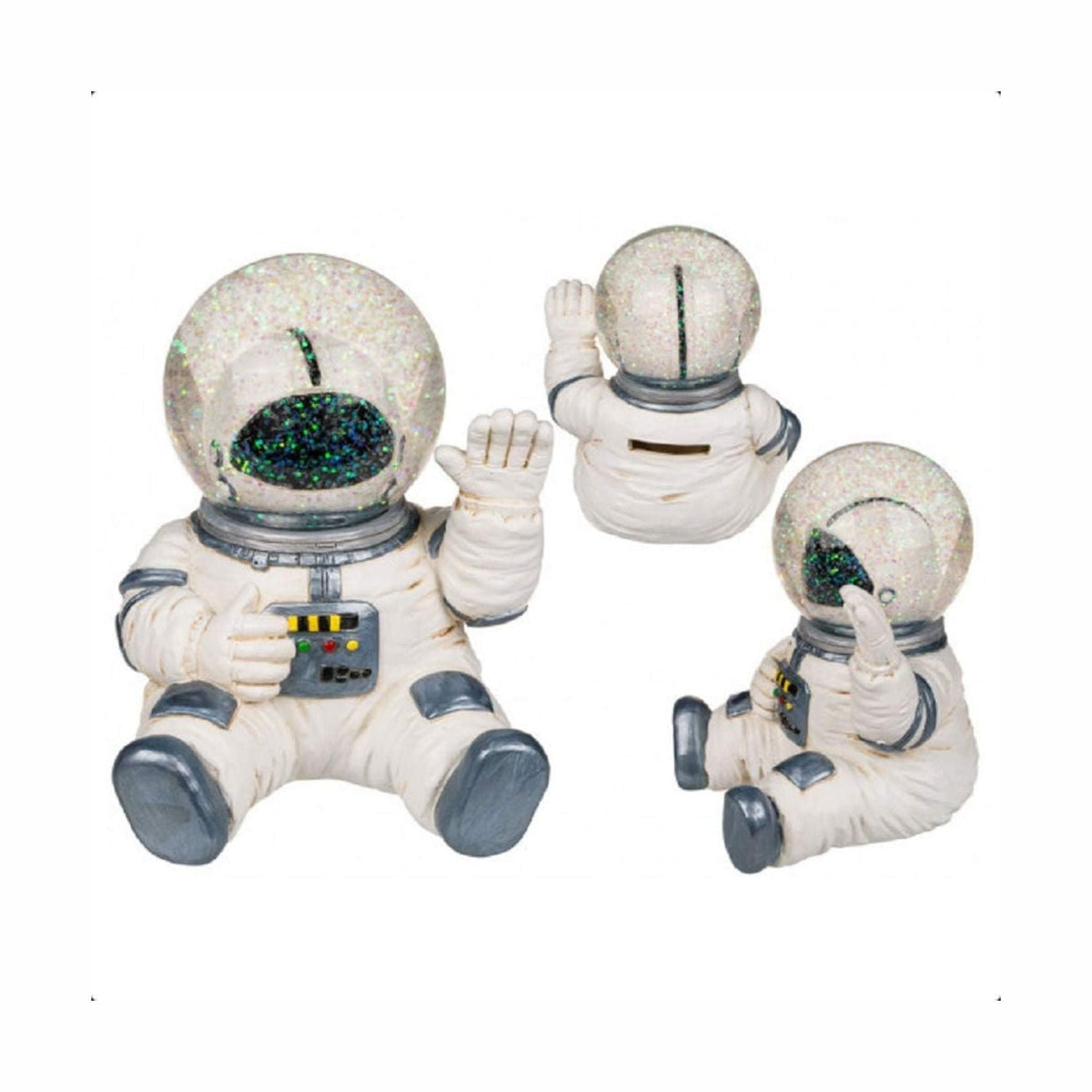 Spardose Astronaut aus Kunststein -  15 X 12 cm Weiß
