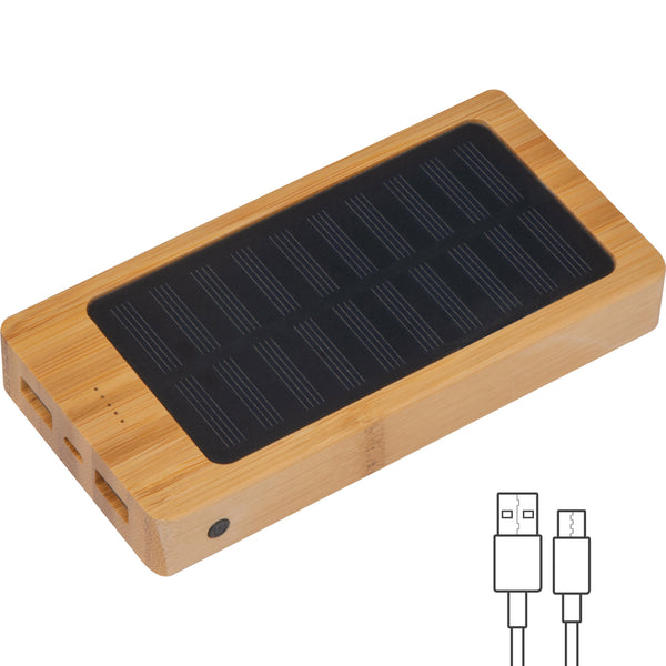 Solar Powerbank aus Bambus mit 8.000 mAh VALENTINA