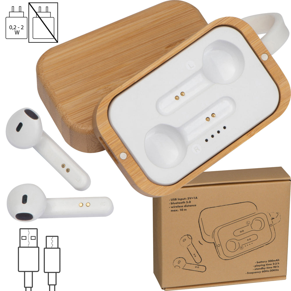 Bluetooth Kopfhörer in einer Bambusbox HAZEL