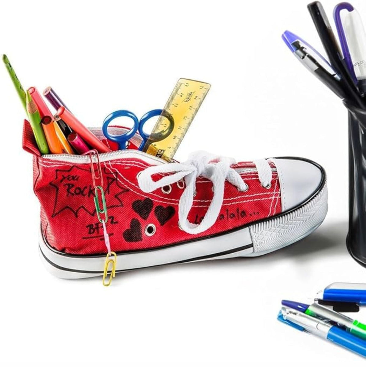 Doodle Red / Federtasche in Form eines Schuh