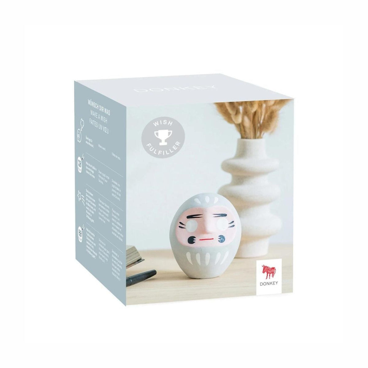 Donkey - Amulett Daruma hellgrau