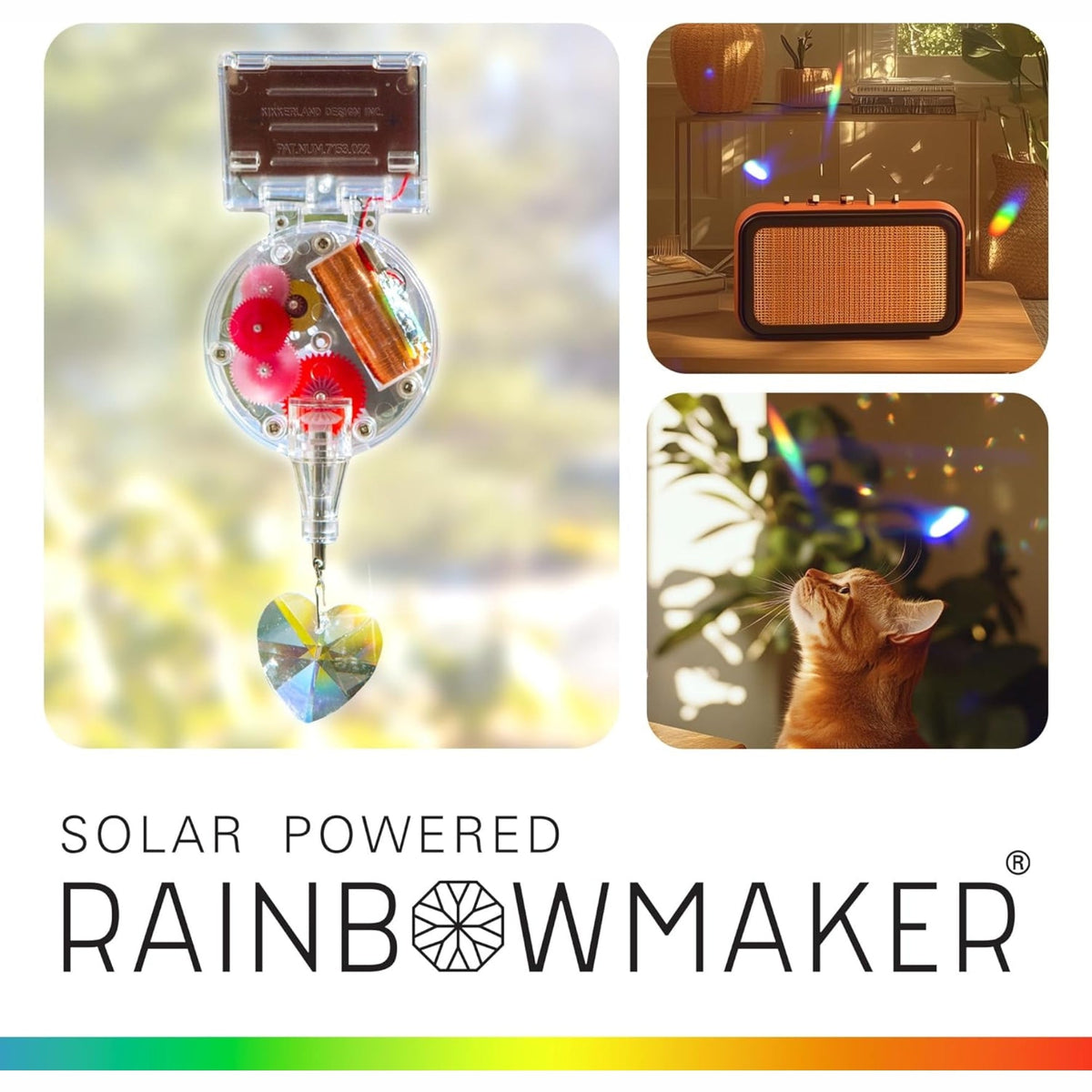 KIKKERLAND Solarbetriebener Herz Regenbogen Maker mit Kristall