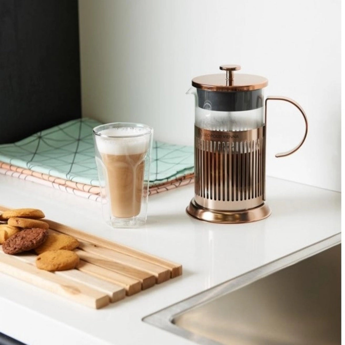 French Press Kaffebereiter 800 ml, Kupfer, Leopold Vienna