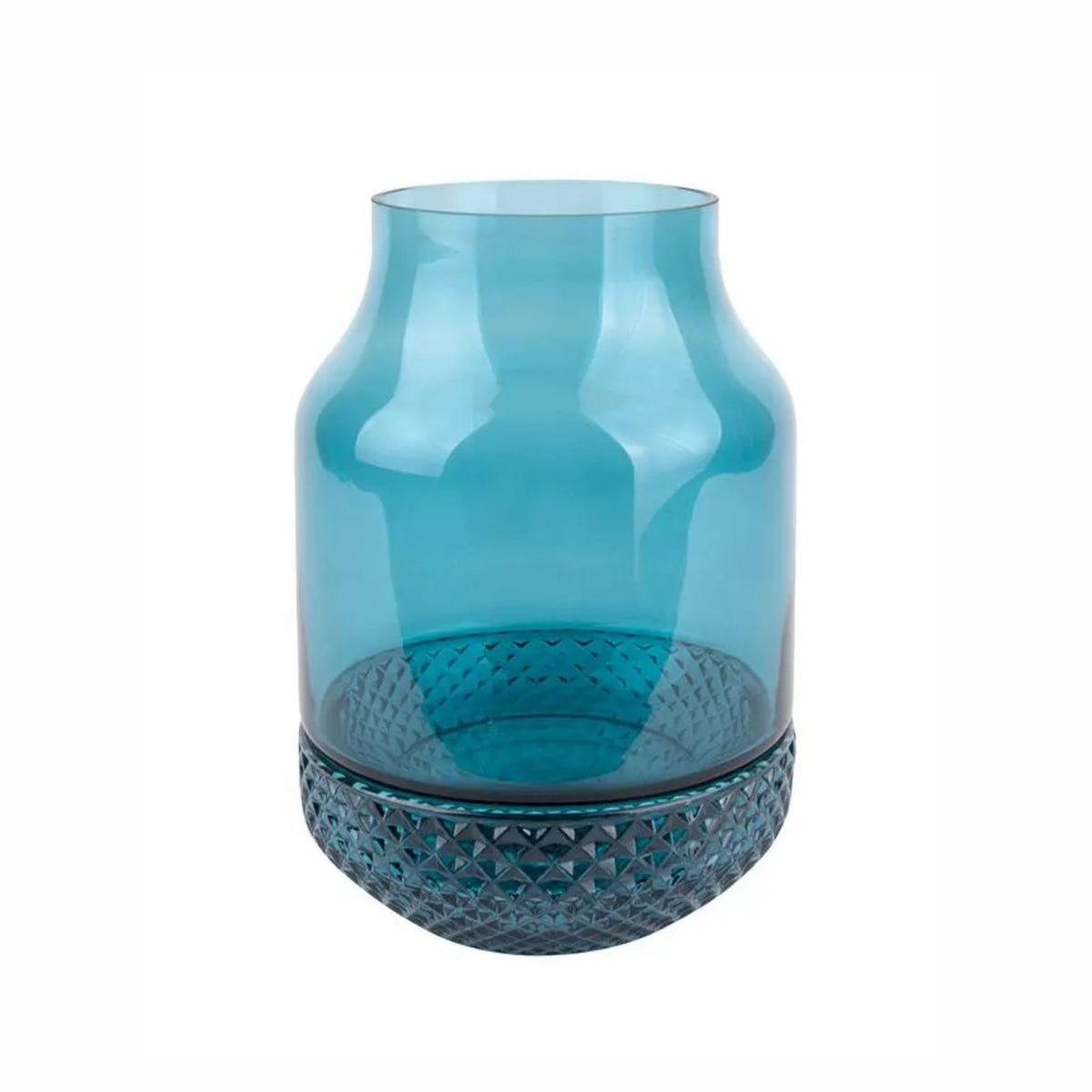 Vase aus Glas in Petrolblau, Ø 16 cm