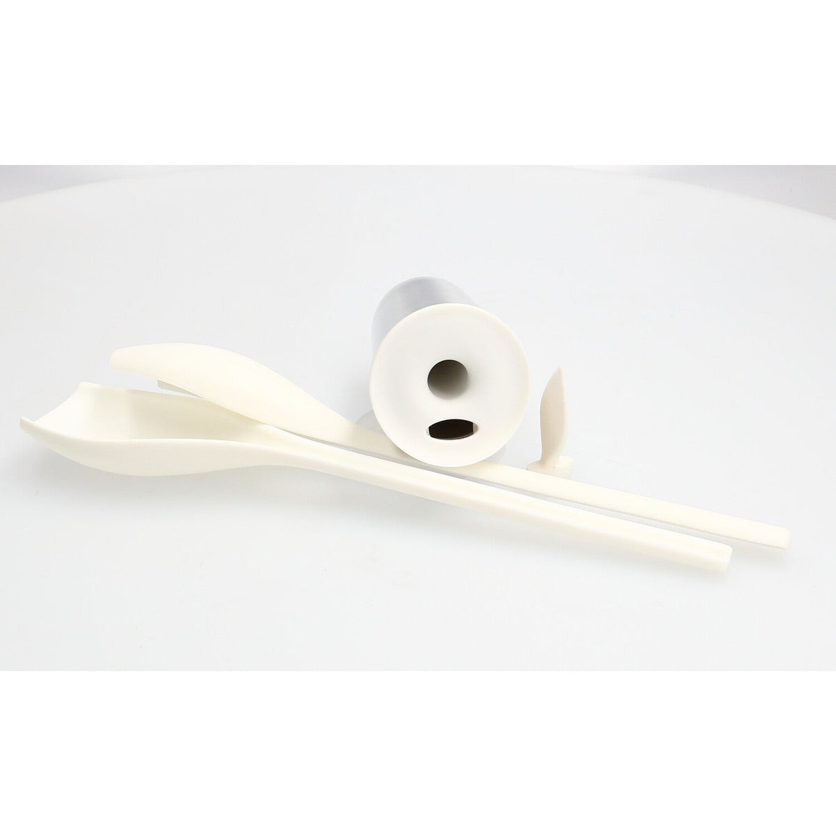 Salatbesteck und Dressing-Shaker - Tulpe weiß