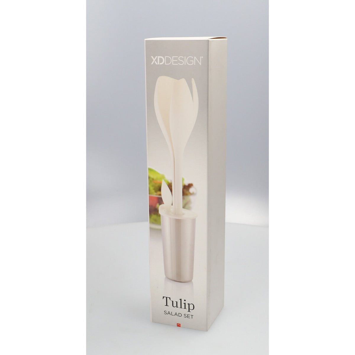 Salatbesteck und Dressing-Shaker - Tulpe weiß