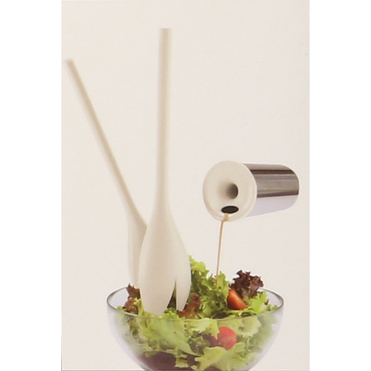 Salatbesteck und Dressing-Shaker - Tulpe weiß