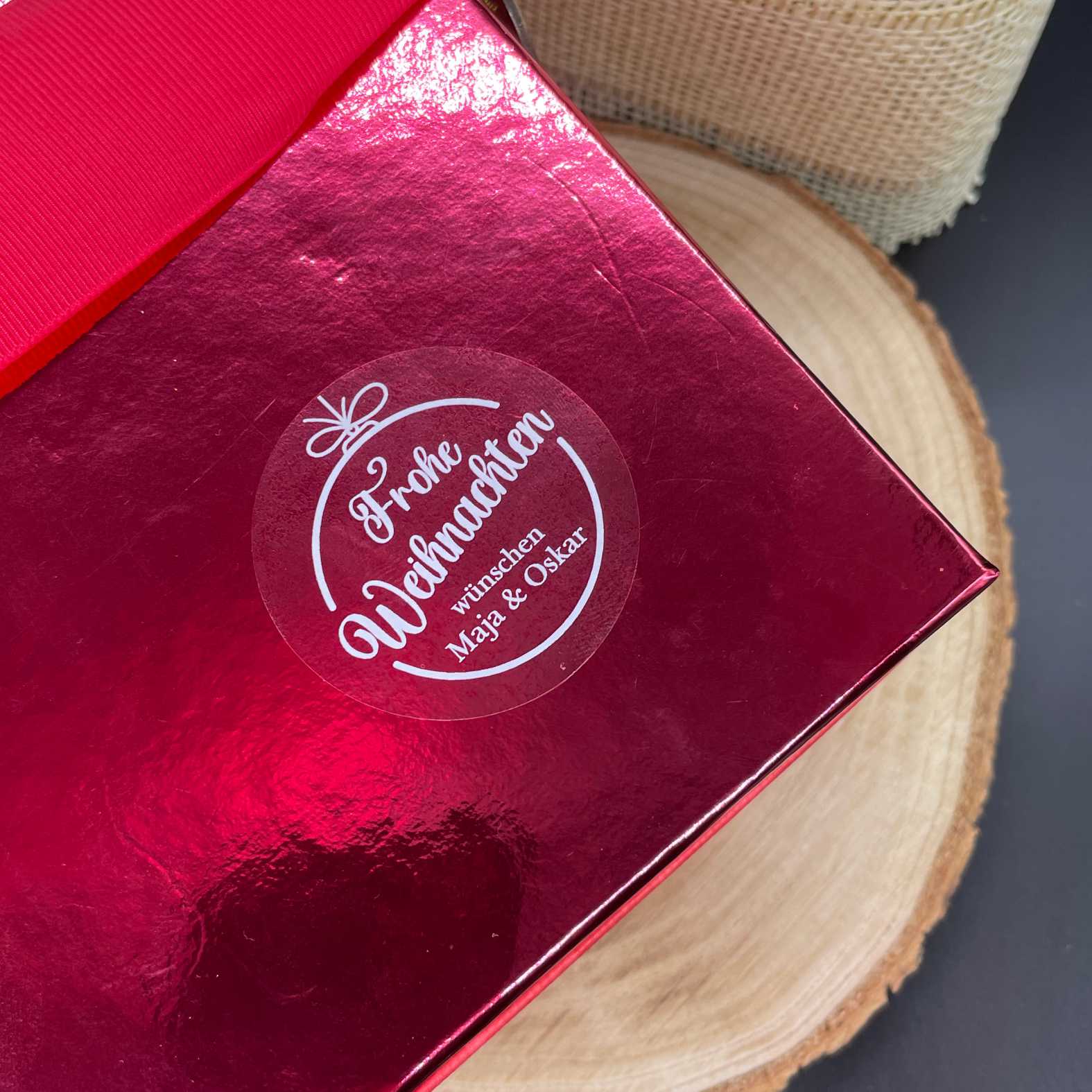 Weihnachten Aufkleber - 24 Stück Personalisierte transparente Aufkleber | Frohe Weihnachten - FOTOFOL